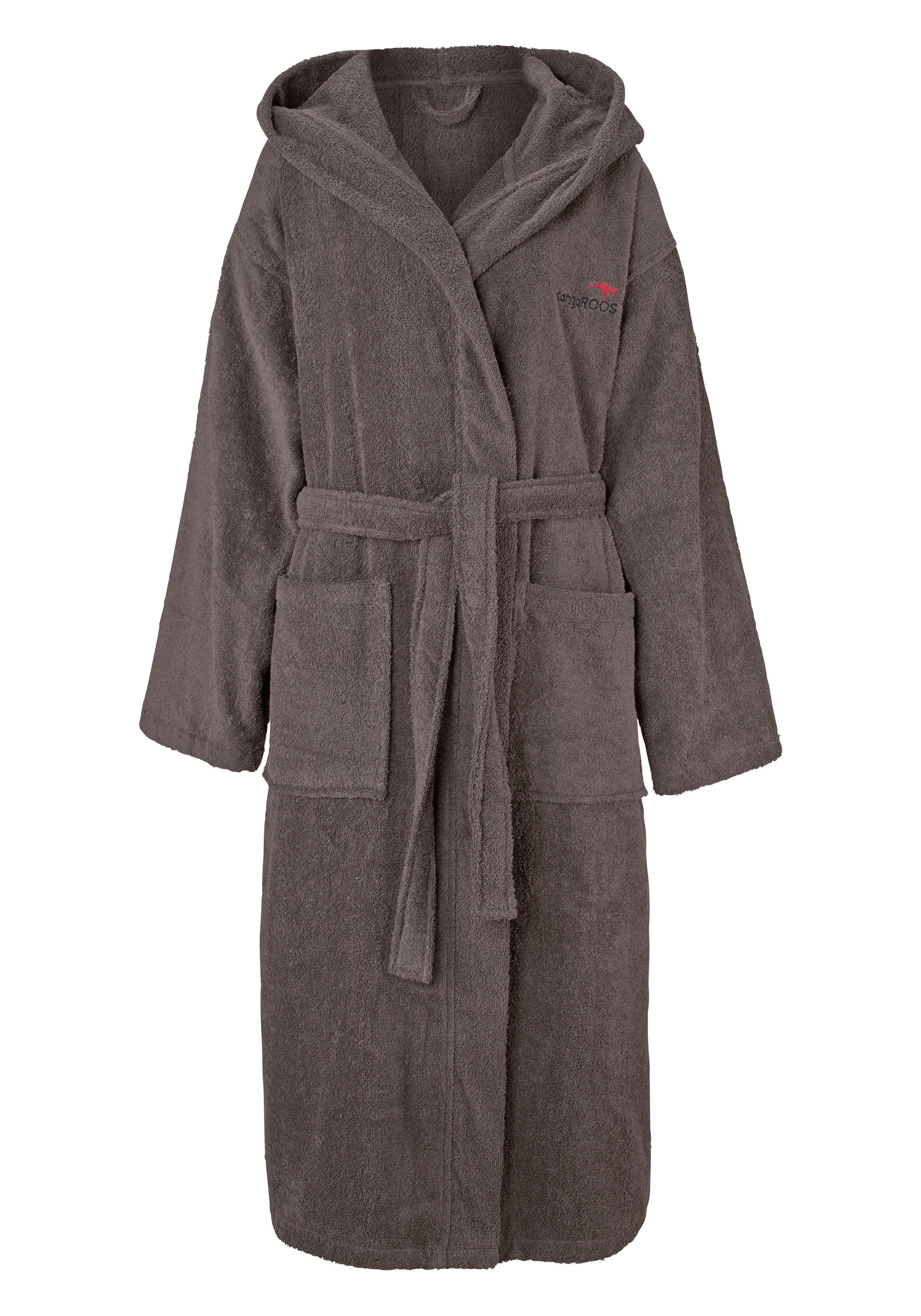 KangaROOS Unisex-Bademantel "Cassidy, für Damen & Herren, Standardlänge & Überlänge" 1 Stk. mit Taschen, Männer und Frauen, Baumwolle, Reise, Hotel, Sauna, S-3XL
