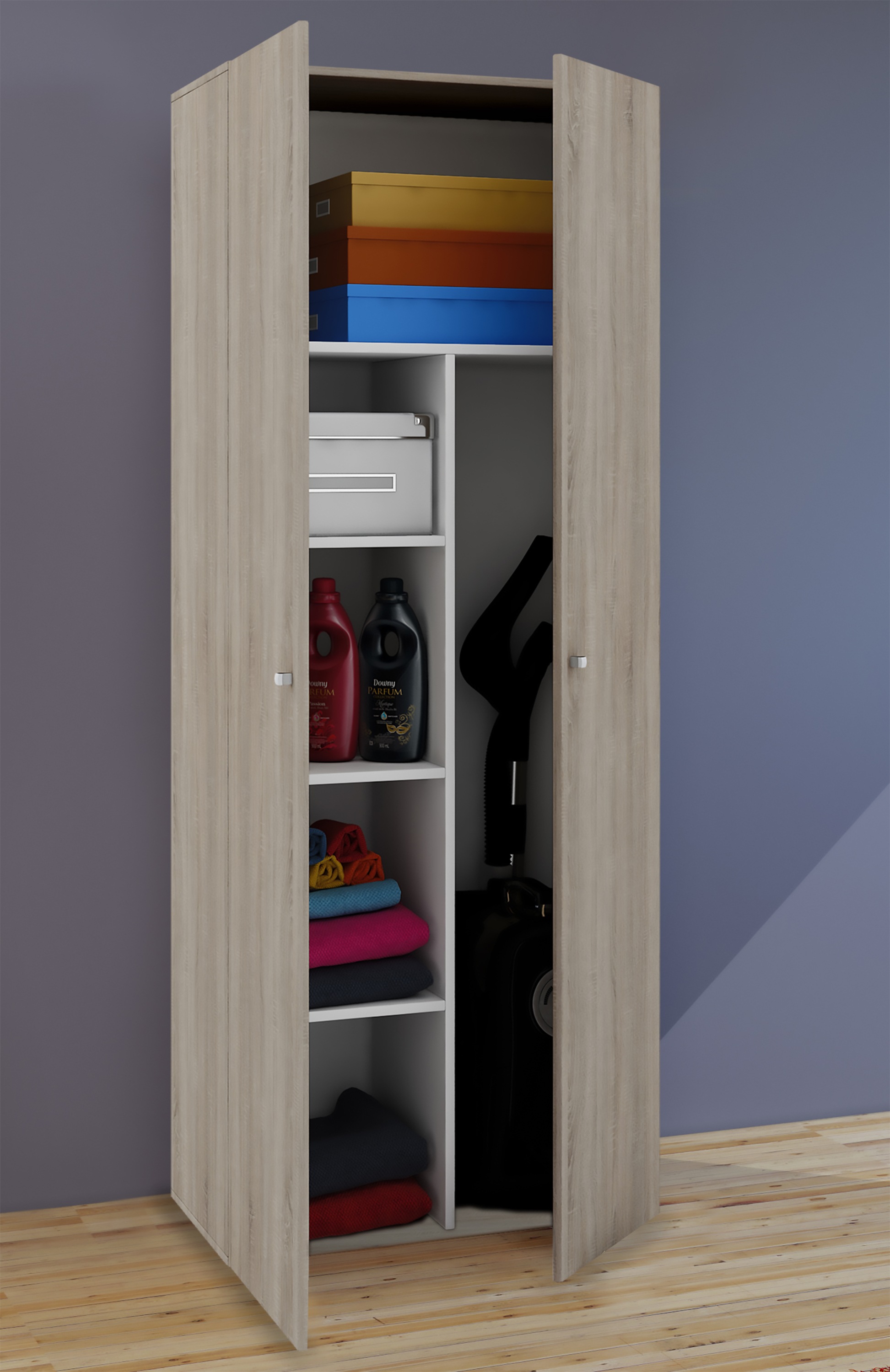 VCM Mehrzweckschrank »VCM Holz-Besenschrank | 6 Fächer | Maße ca. B. 70 x H. 178 x T. 40 cm | Haushaltsschrank | Mehrzweckschrank - Vandol« 1 Stk. tlg.