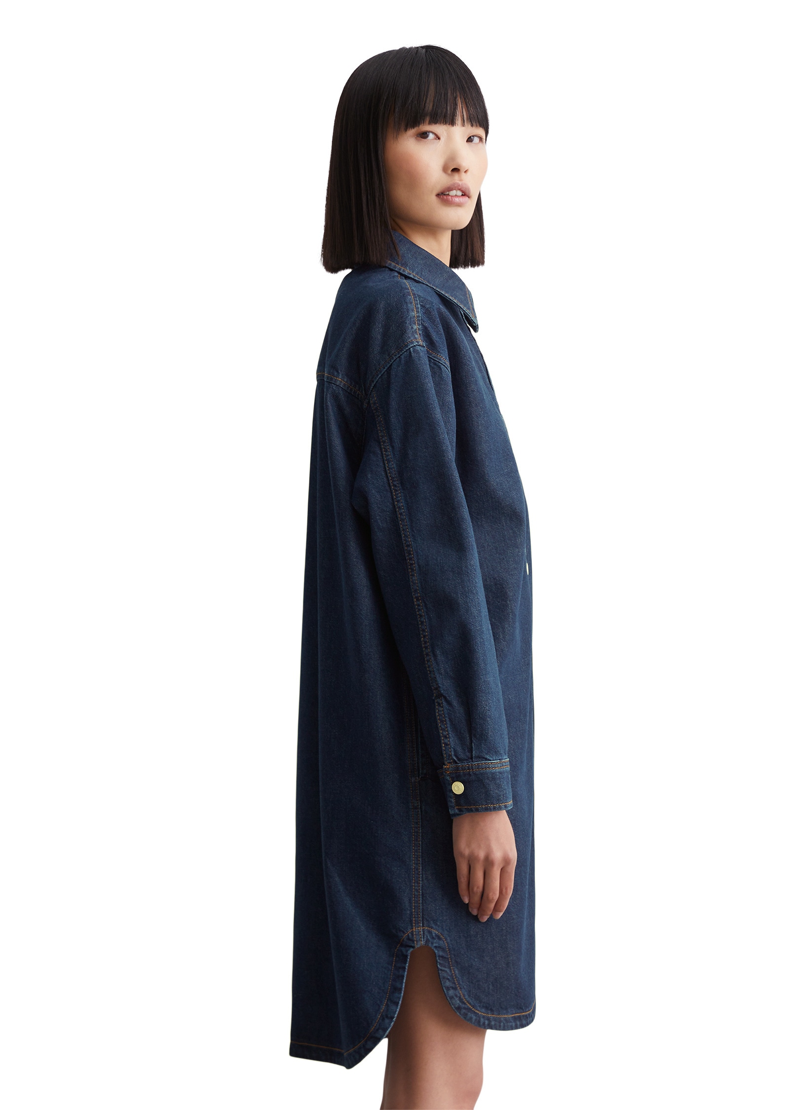 Marc OPolo DENIM Hemdblusenkleid "aus dunkelblauem Rigid Denim" günstig online kaufen