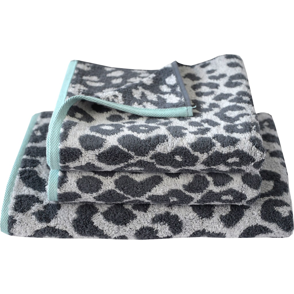 Dyckhoff Handtuch Set »Cool Mint Leo«, (Set, 3 St., 2 Handtücher (50x100 cm)-1 Badetuch (70x140 cm), mit Leoparden-Muster