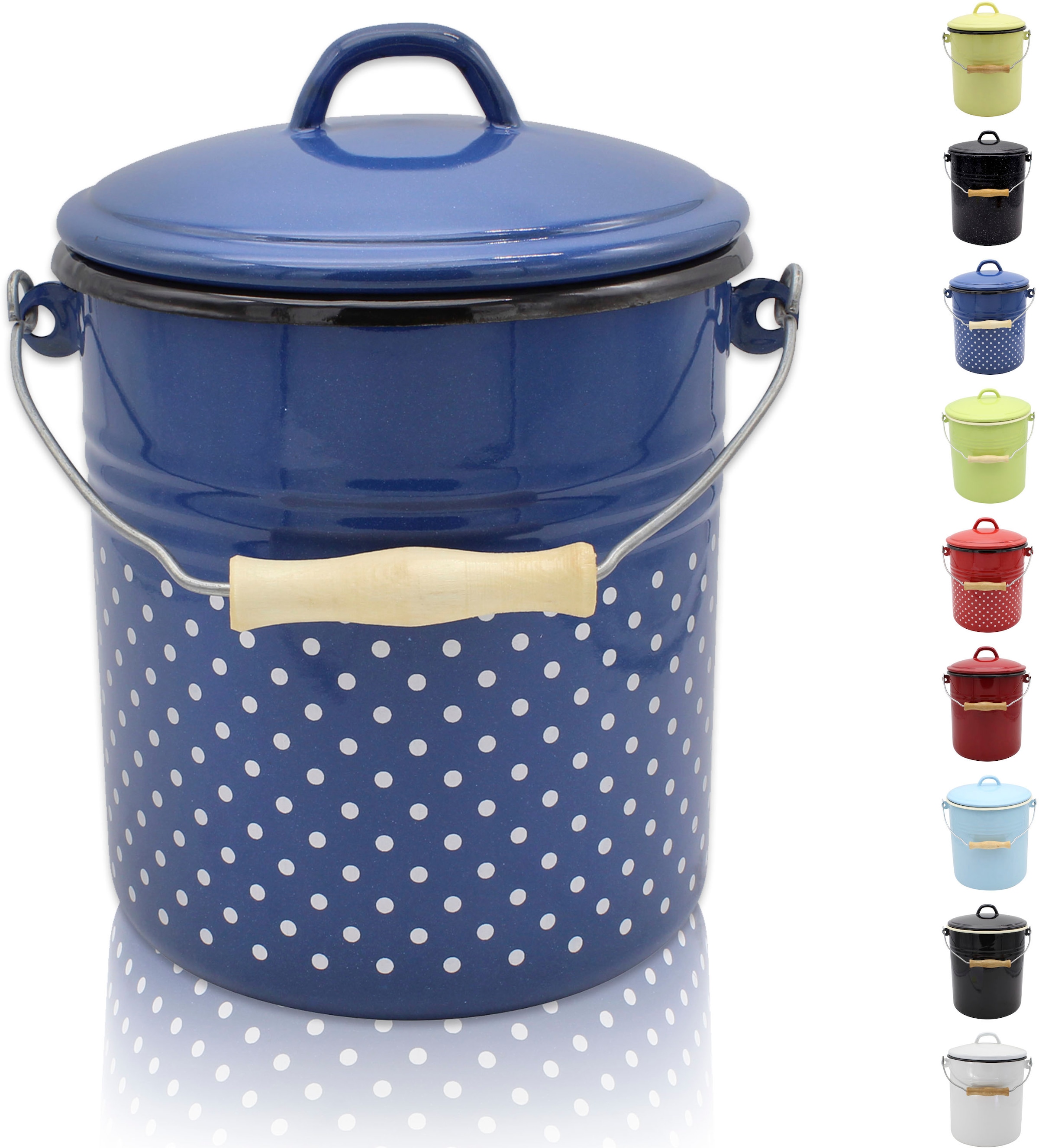 Krüger Mülleimer "Emaille-Eimer mit Deckel Serie Rio" schnitt- / kratzfeste günstig online kaufen