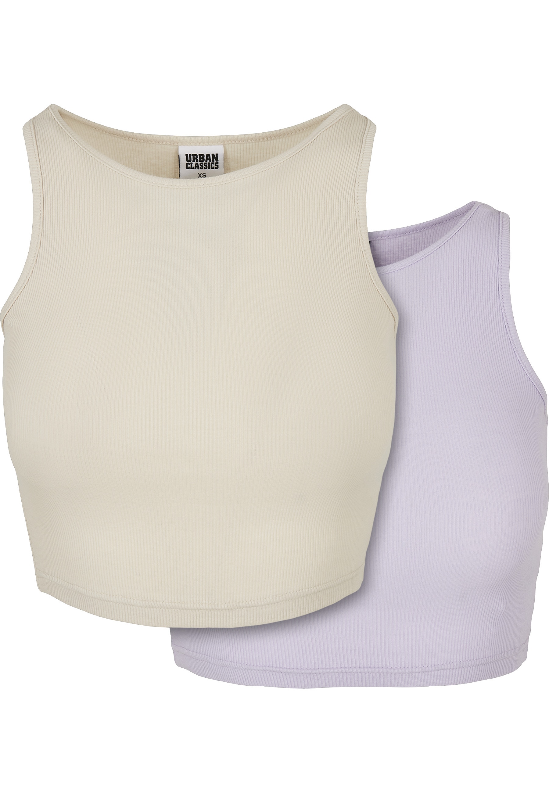 URBAN CLASSICS Muskelshirt "Urban Classics Damen Ladies Cropped Rib Top 2-Pack" 1 Stk.