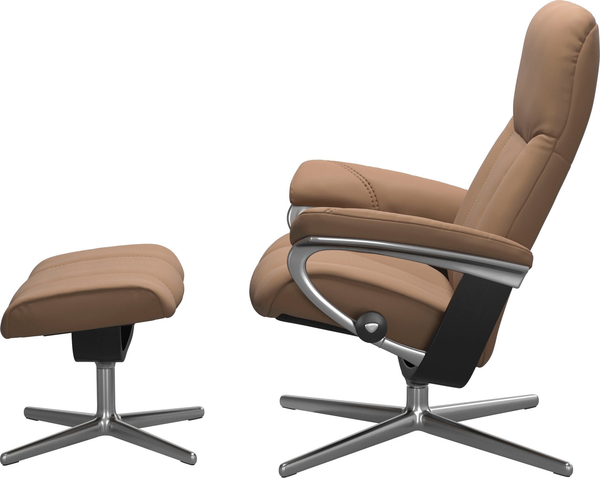 Stressless® Relaxsessel »Consul« Set, Relaxsessel mit Hocker,  mit Hocker, mit Cross Base, Größe S, M & L, Holzakzent Schwarz