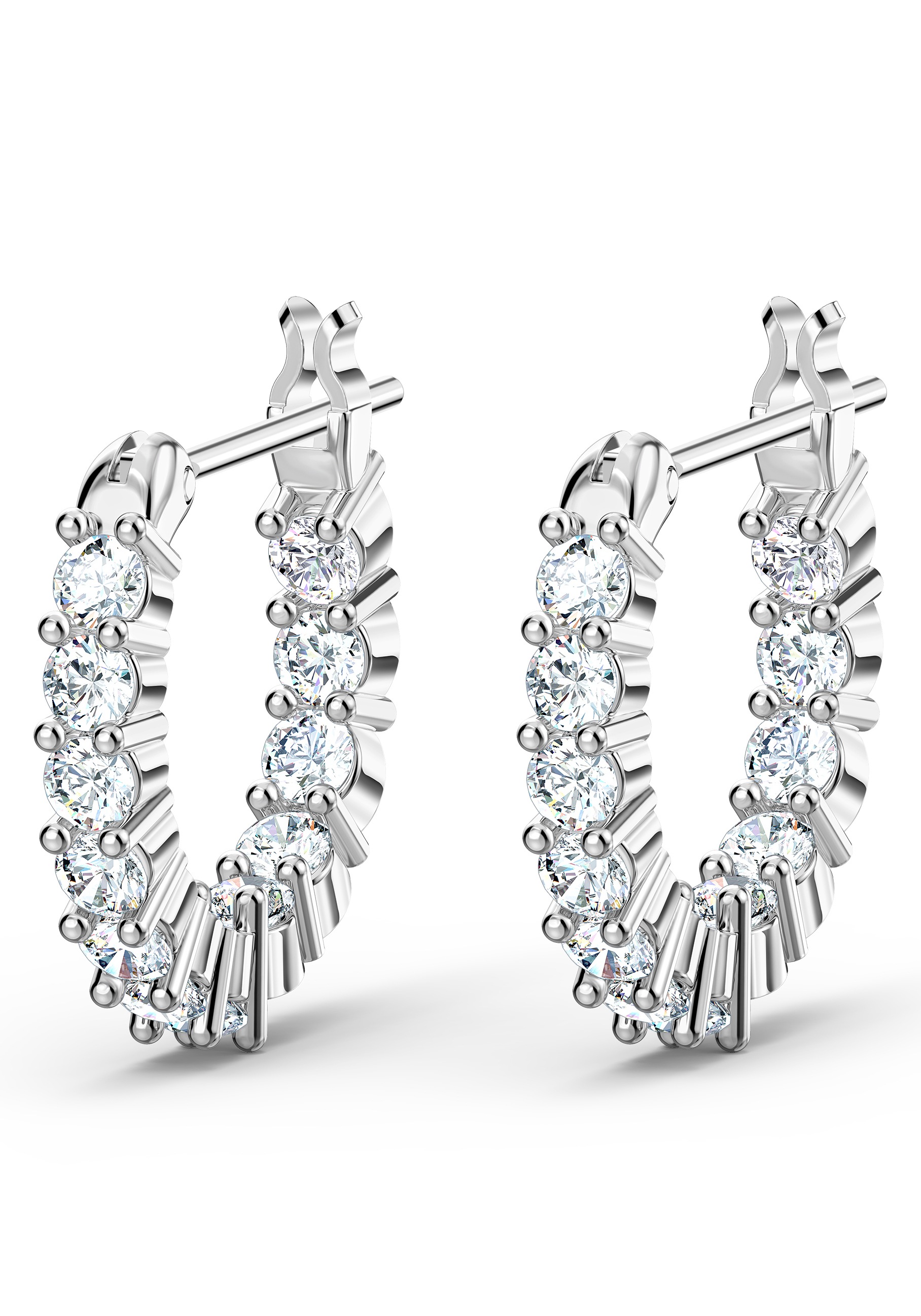 Paar Creolen SWAROVSKI "Schmuck Geschenk Matrix Tennis Vittore Ohrringe", silber (metallfarben, kristallweiß, kristallweiß), Ohrringe, Damen, Metall, Swarovski Zirkonia (synth.) 3