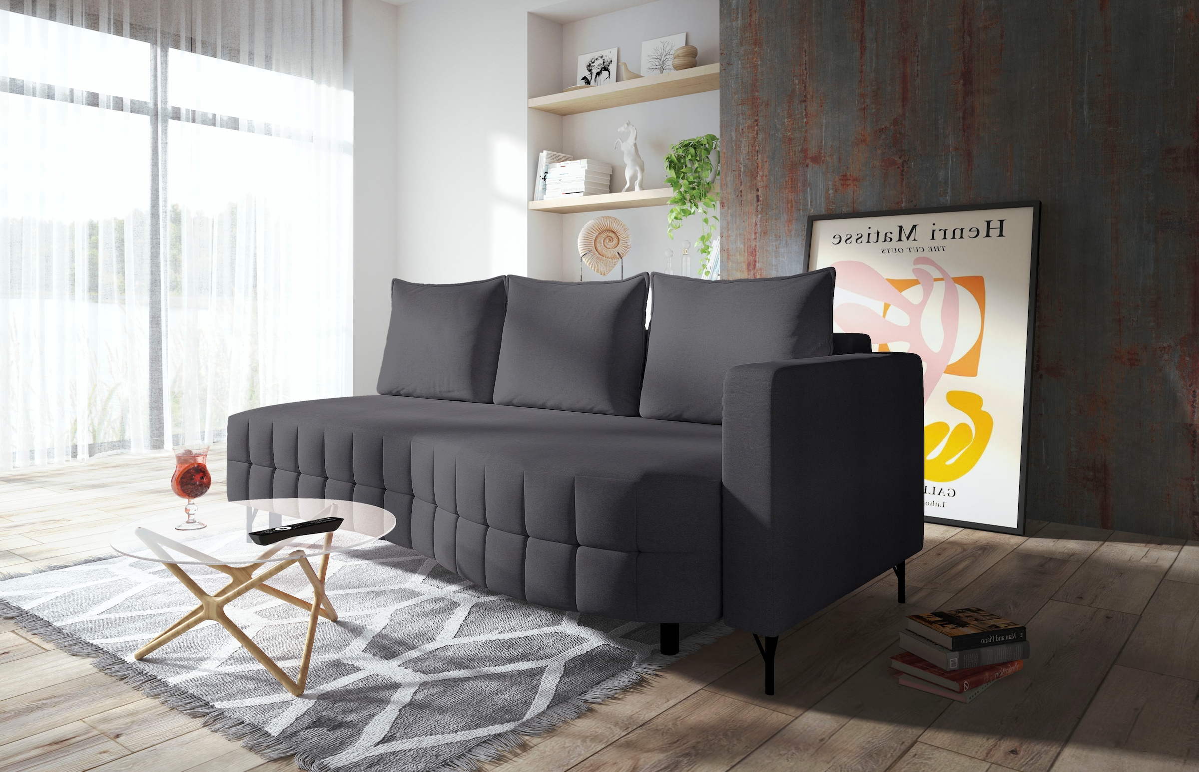 exxpo - sofa fashion Loungesofa »T wiggy Schlafsofa mit Bettfunktion und Bettkasten,«, komfortabler Federkern, super Sitzkomfort, elegante Formensprache