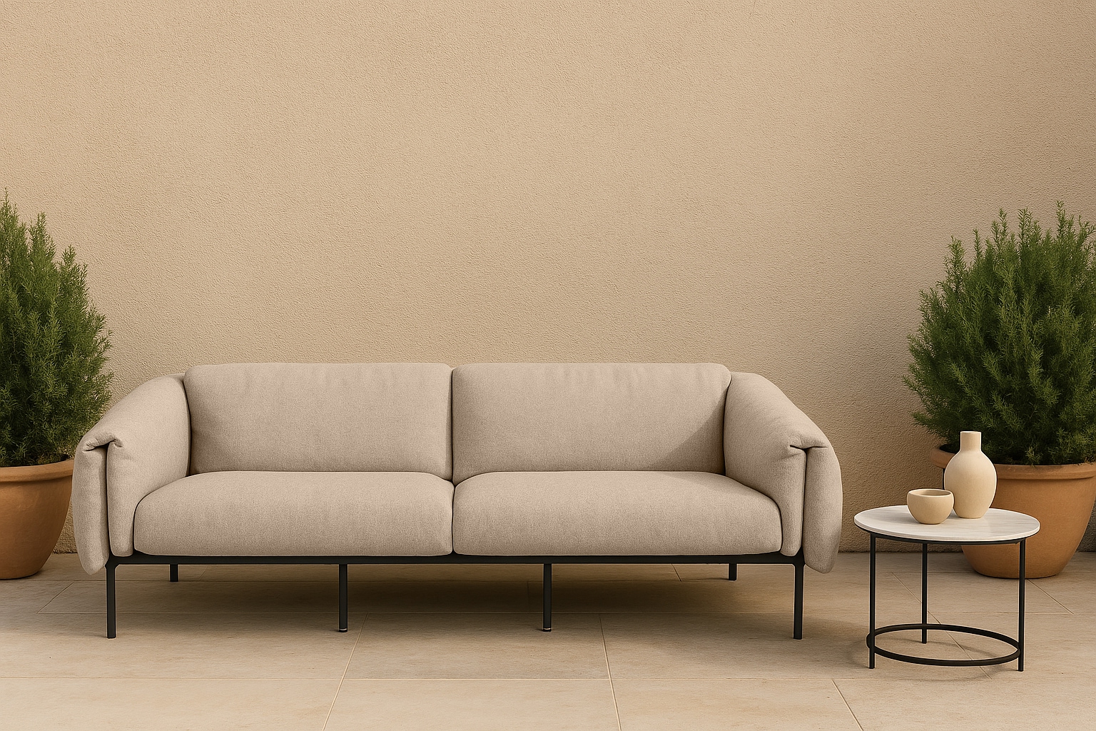 3-Sitzer HOME AFFAIRE, B:226cm H:73cm T:96cm, weiß, 100% Polip, Sofas, "Lumi", Outdoor Gartensofa, wetterfeste Materialien, Breite 228 cm