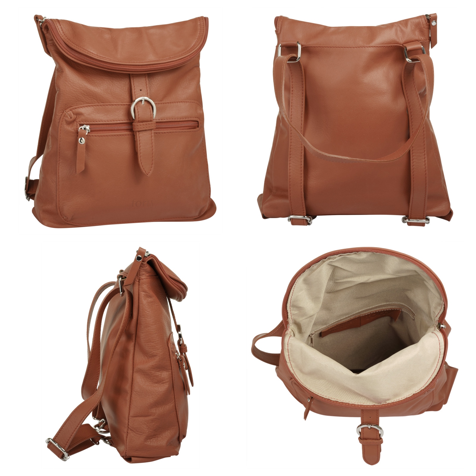 forty° Cityrucksack, echt Leder, Made in Italy