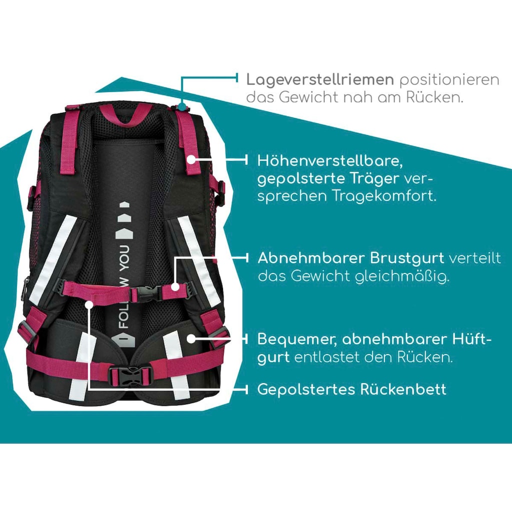 neoxx Schulrucksack »Active, Crazy in Mesh«, reflektierende Details, aus recycelten PET-Flaschen