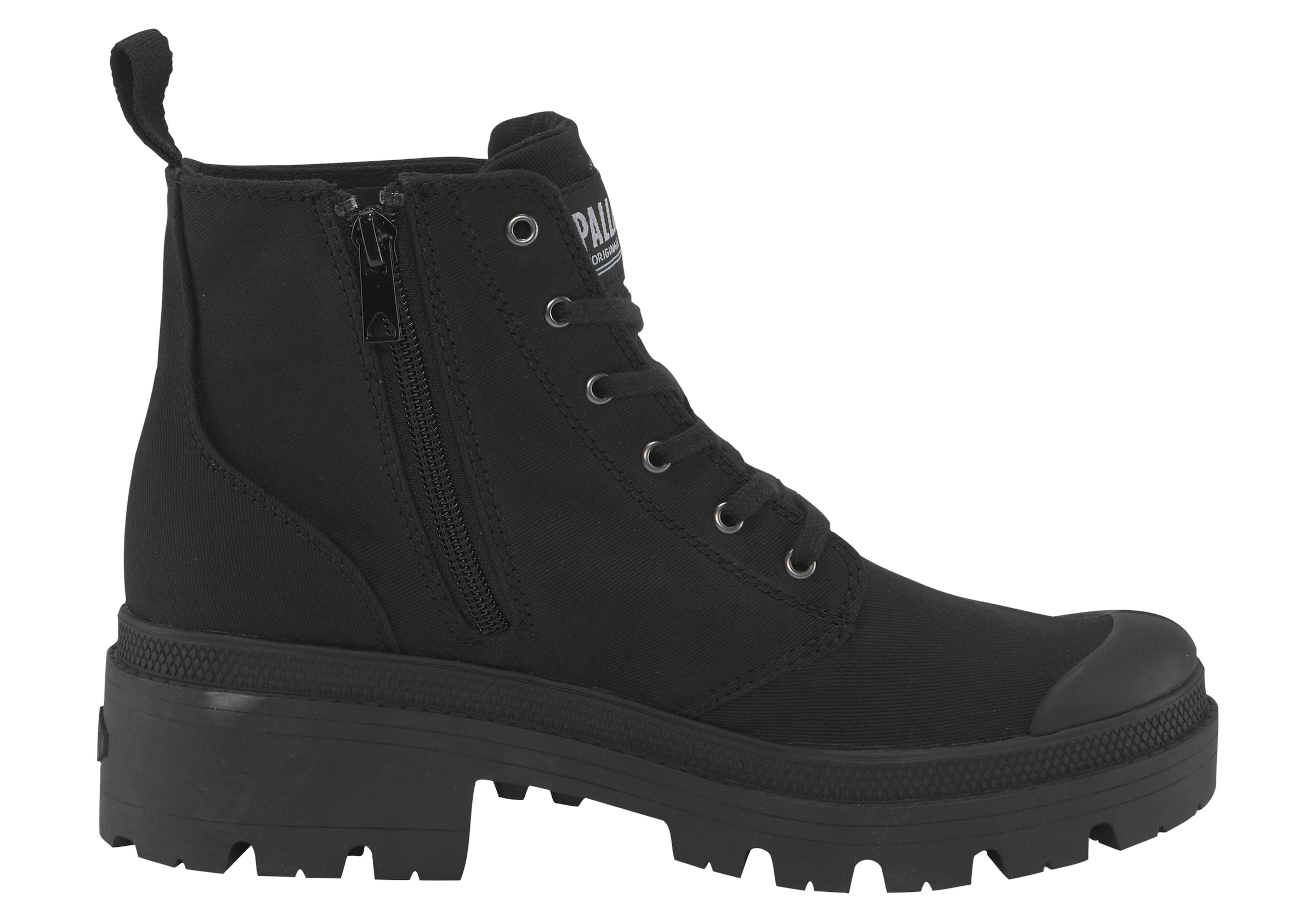 Palladium Schnürstiefelette »PALLABASE TWILL«, Schnürstiefel, Schnürstiefelette aus Canvas mit Reißverschluss