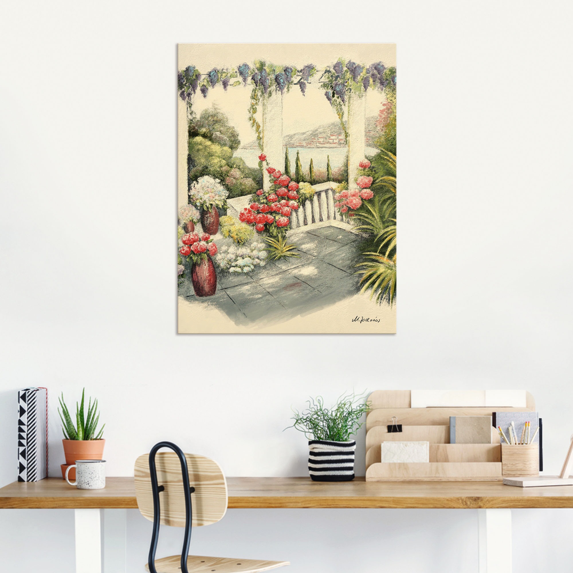 Artland Wandbild »Mediterrane Terrasse«, Fensterblick, (1 St.), als Alubild, Leinwandbild, Wandaufkleber oder Poster in versch. Größen