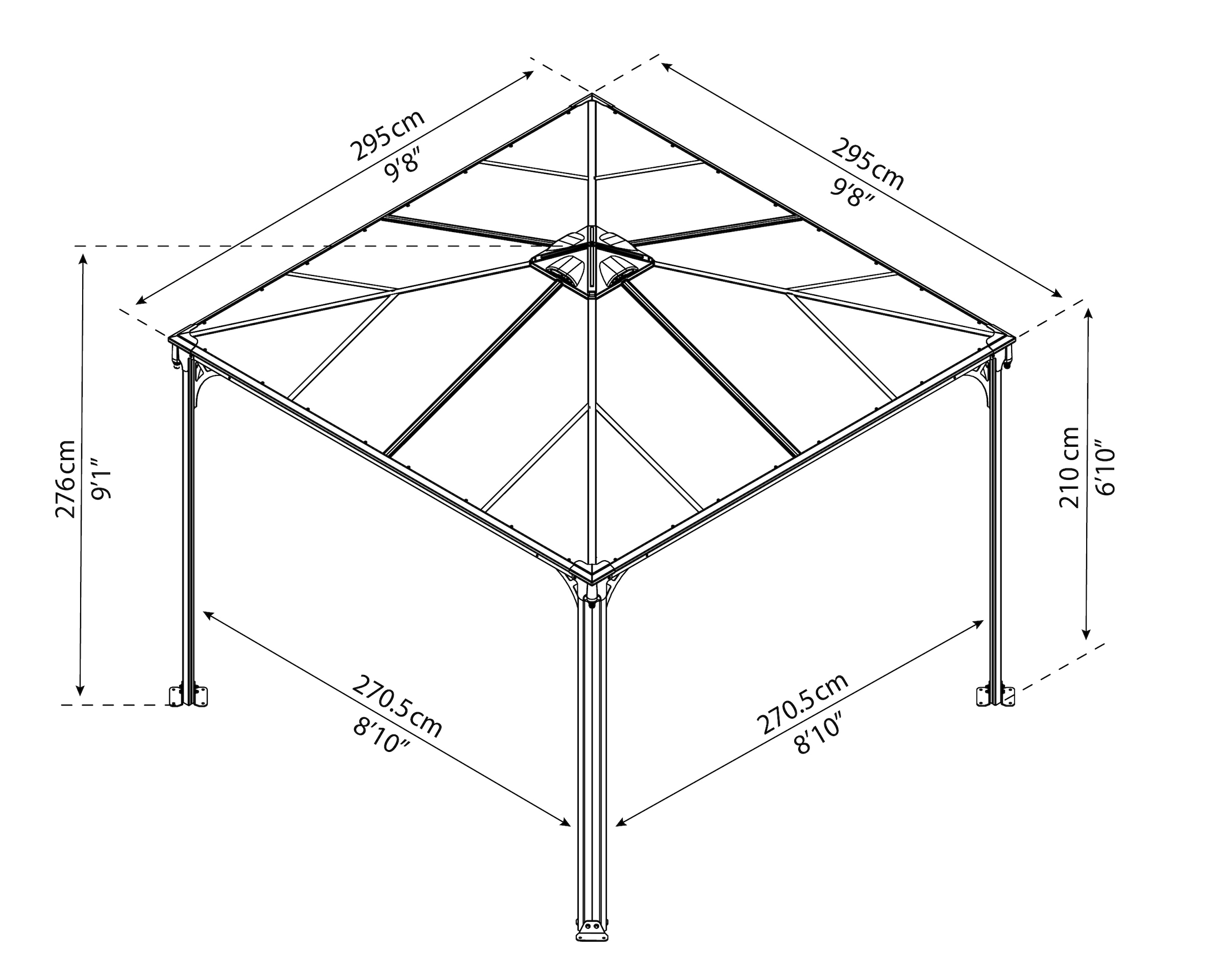 Palram - Canopia Pavillon »Palermo 3000«, BxT: 295x295 cm