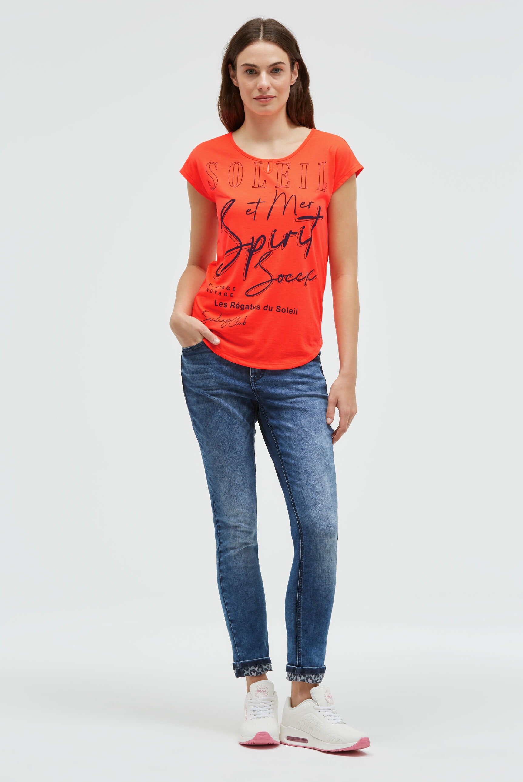 SOCCX Rundhalsshirt mit überschnittenen Schultern