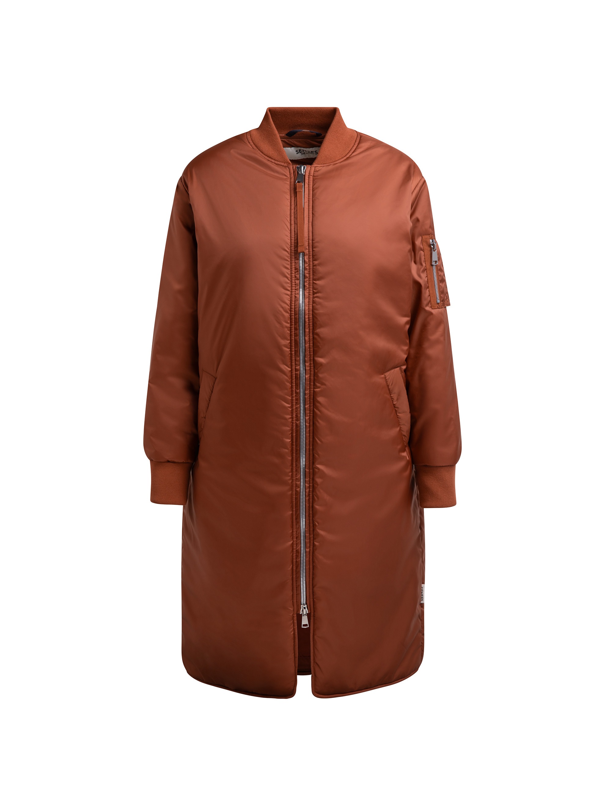 SENSES.THE LABEL Langjacke ohne Kapuze mit Zwei-Wege-Reißverschluss