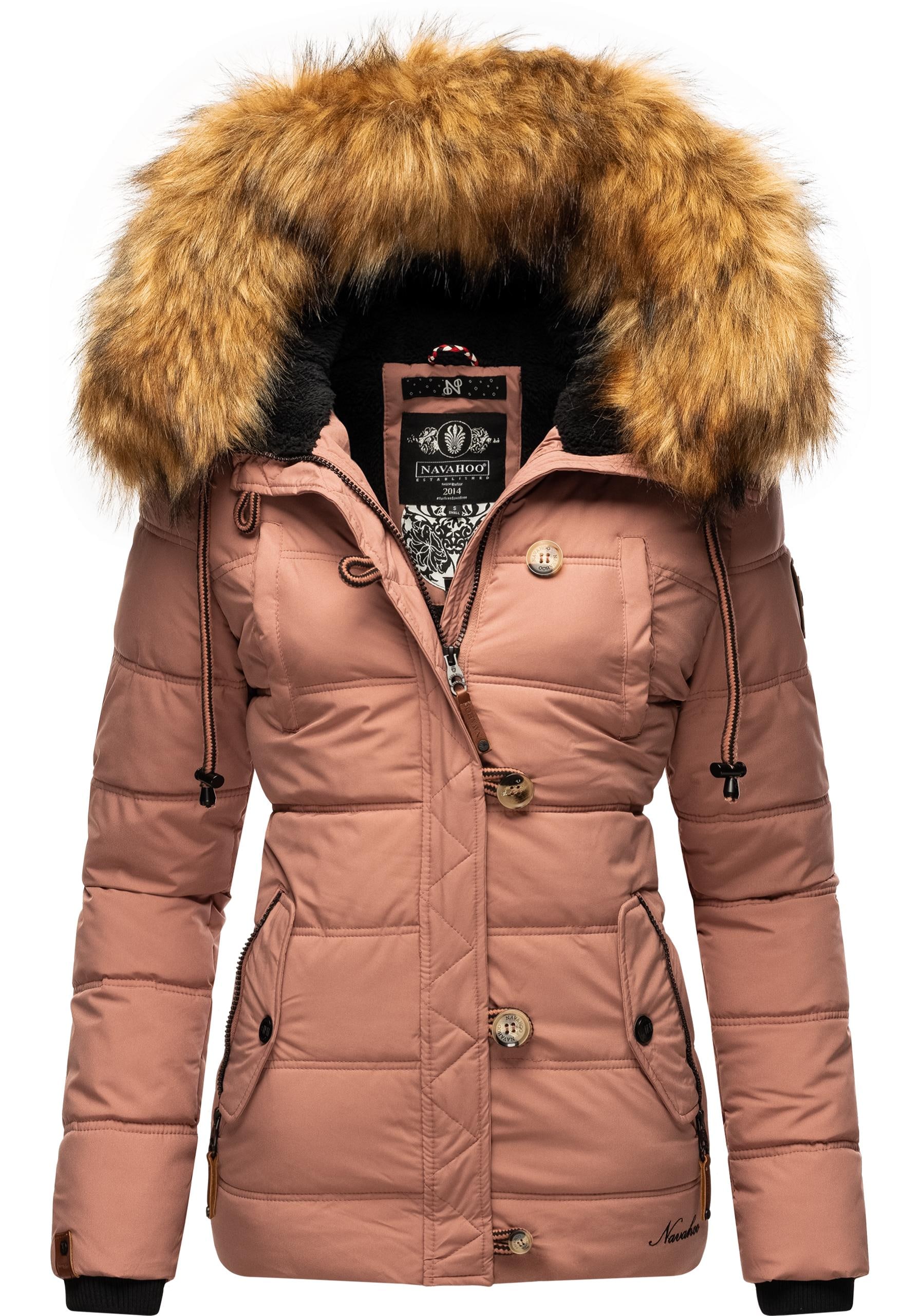 Navahoo Winterjacke "Zoja", mit Kapuze, stylische Steppjacke mit Kunstpelz Kapuze