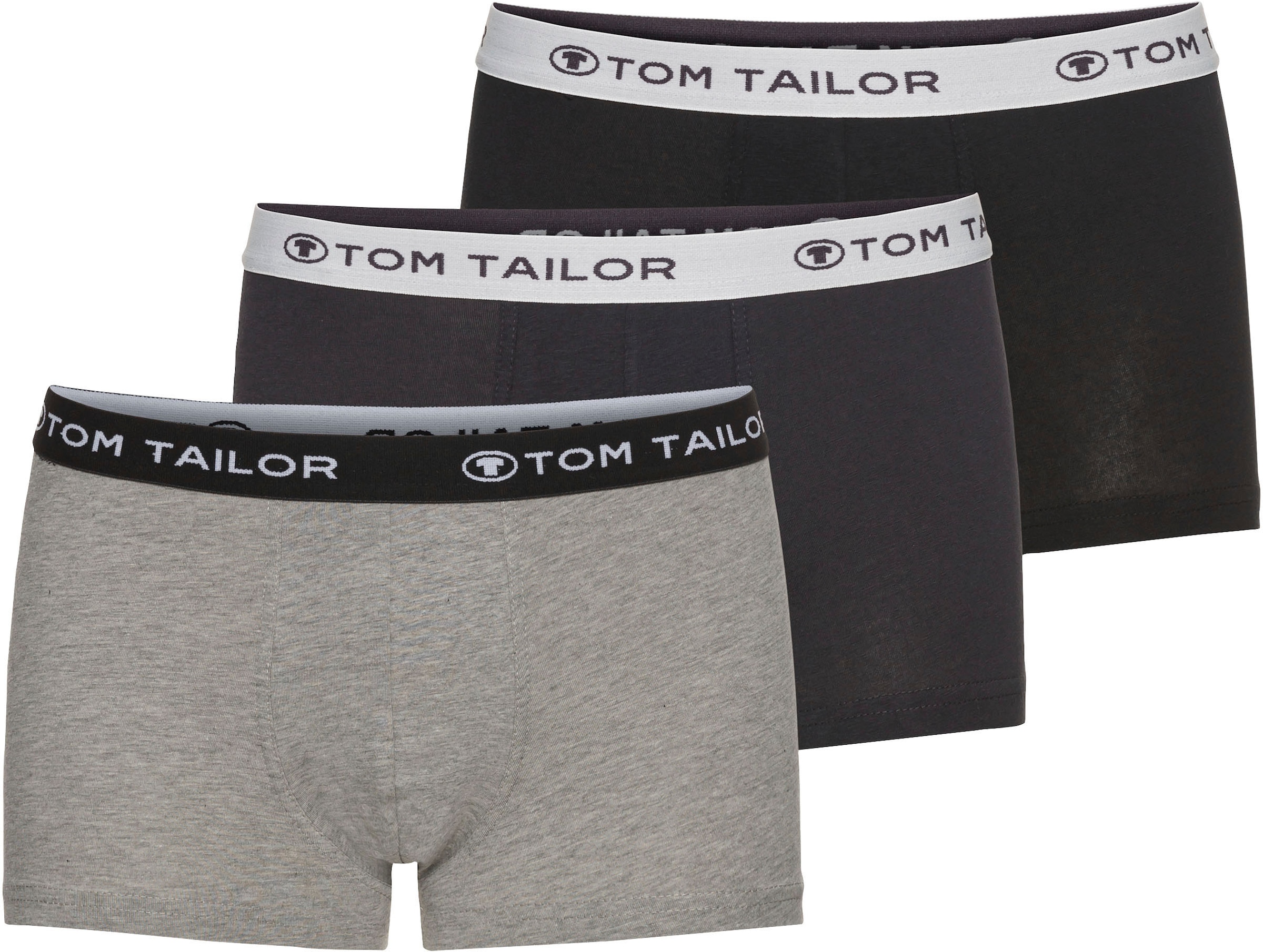 TOM TAILOR Boxershorts "Buffer", (3er Pack), mit angenehmen Logobund