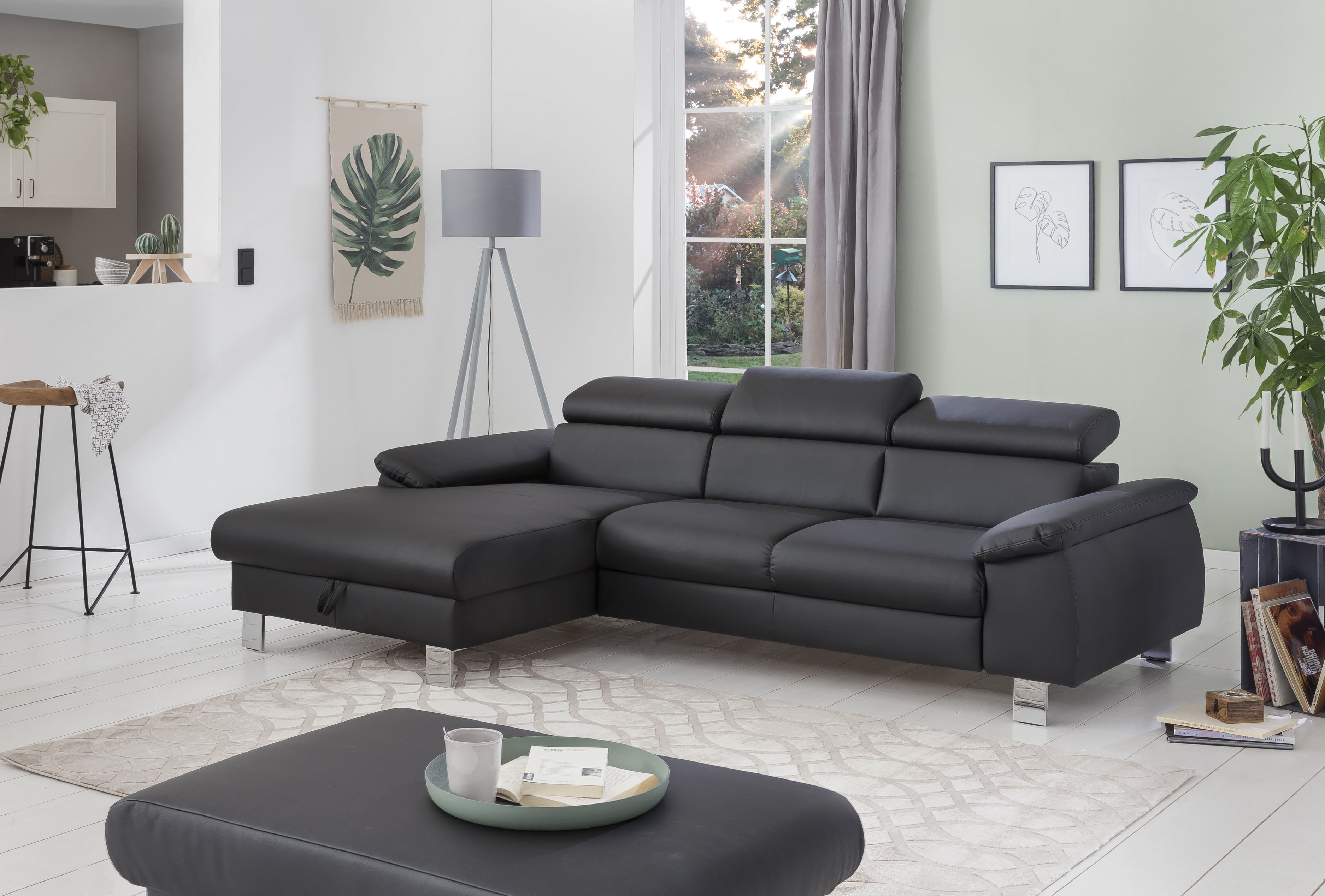 COTTA Ecksofa "Komaris L-Form, B: 244 cm" mit Kopfteilverstellung, optional Schlaffunktion, Bettkasten & Licht