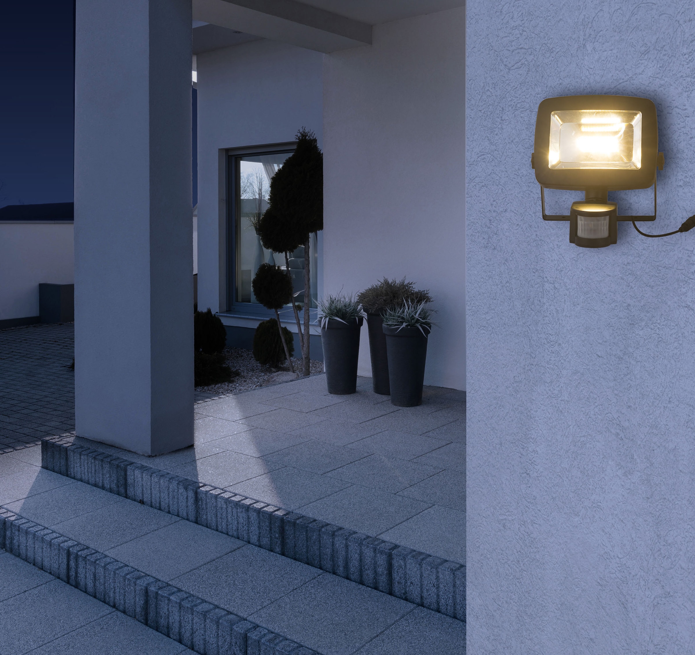 GLOBO LIGHTING LED Solarleuchte »SOLAR« LED-Modul 1 Stk. Warmweiß Schwarze Solarleuchte mit Sensor, IP44, Akku 2000mAh