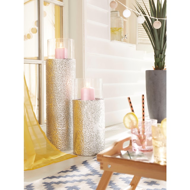 Home affaire Windlicht, (1 St.), Bodenwindlicht, aus Metall, mit  Glaseinsatz, ideal für Stumpenkerzen kaufen | BAUR