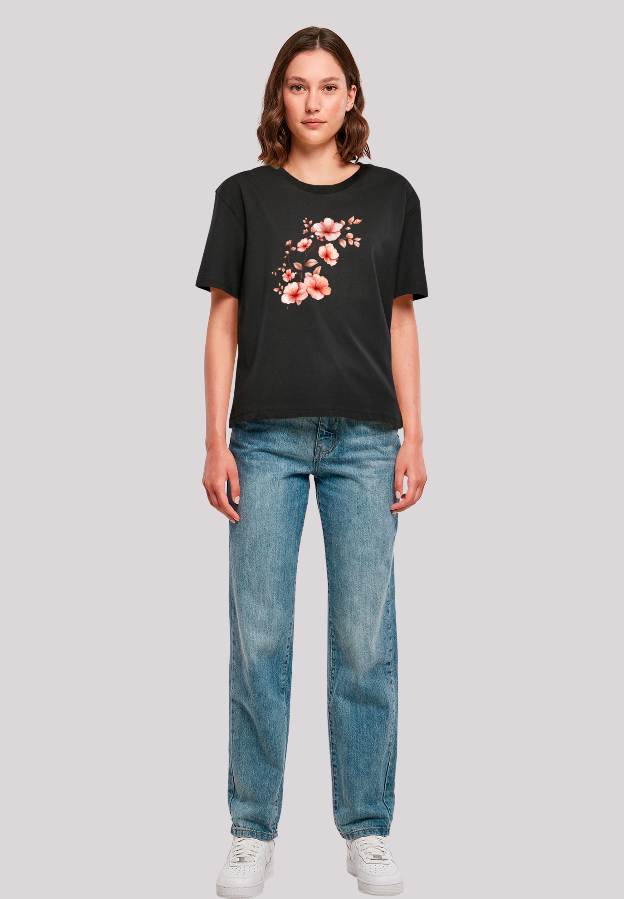 F4NT4STIC T-Shirt »Rosa Blumenzweig 3D«, Premium Qualität