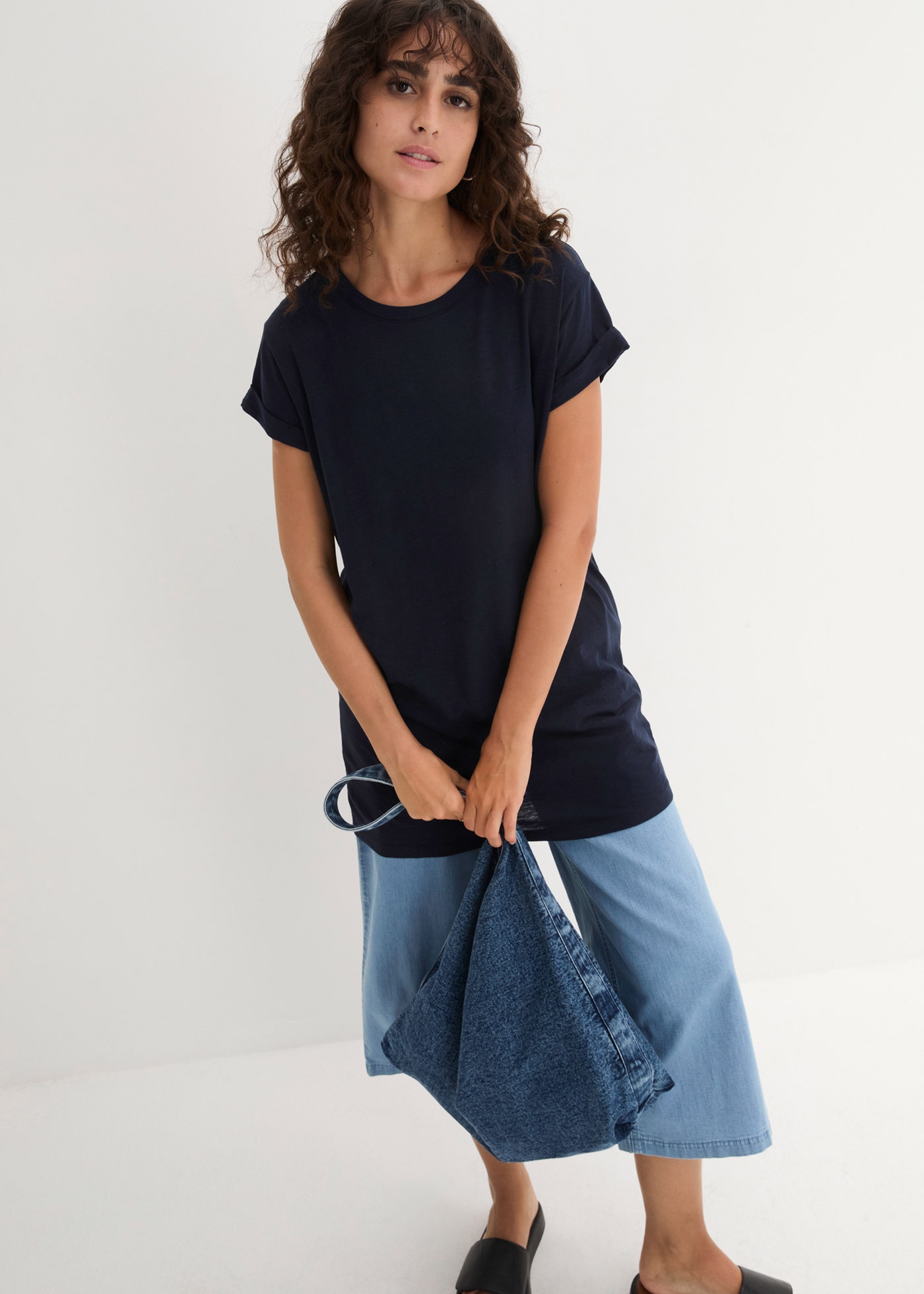bpc bonprix Boxy Longshirt Dark Blue XS 8