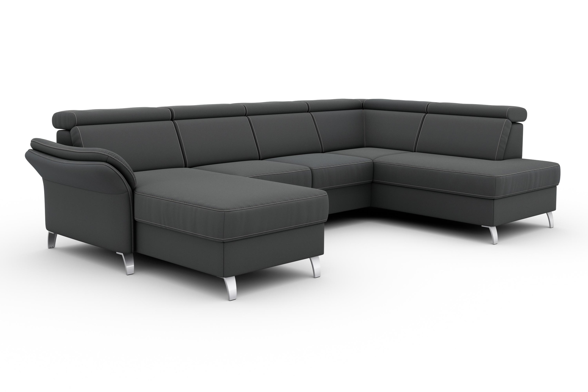 sit&more Wohnlandschaft »Vincenzo U-Form«, inklusive Kopfteilverstellung, wahlweise mit Bettfunktion, Bettkasten