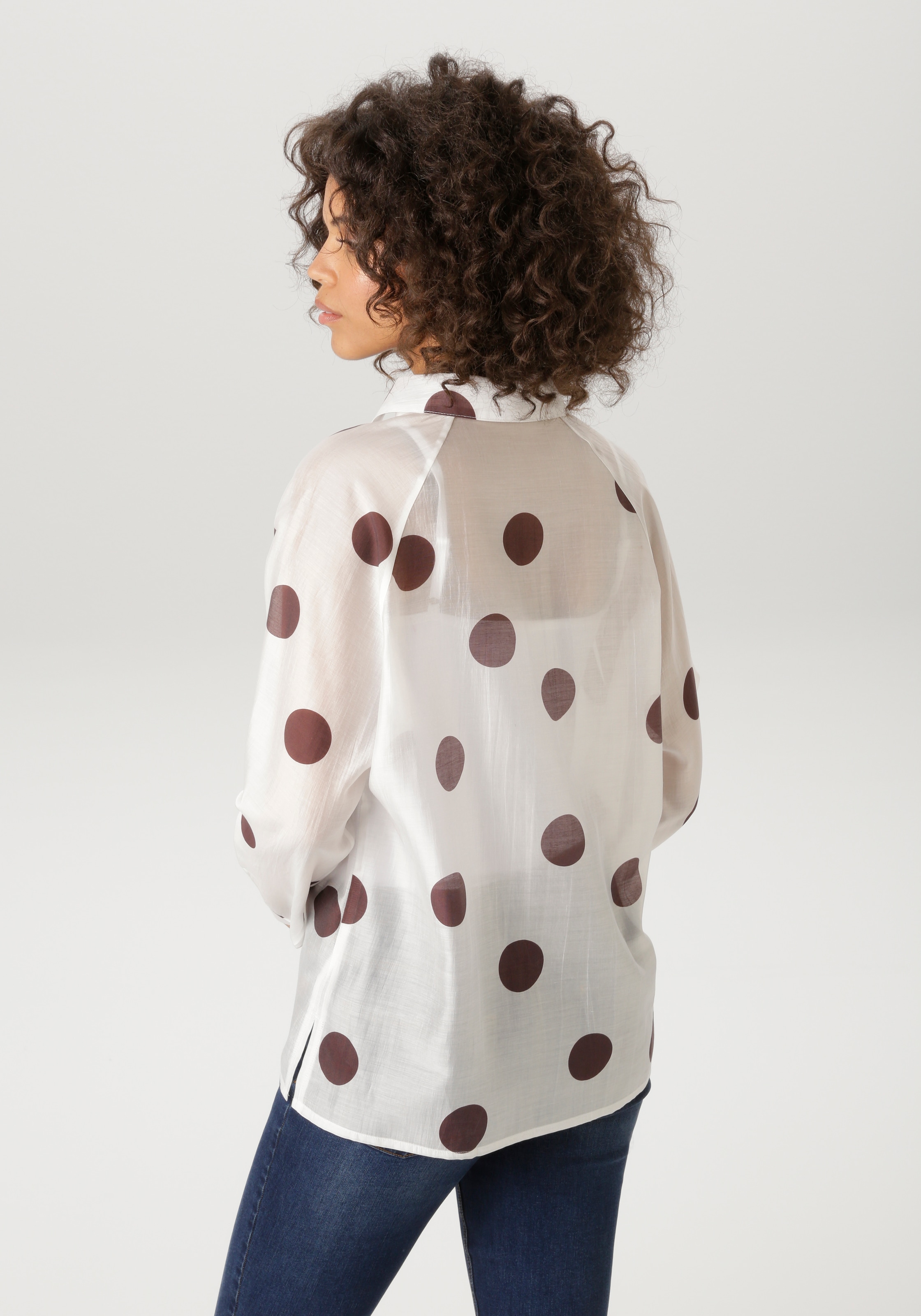 Aniston CASUAL Hemdbluse mit Punkten bedruckt - jedes Teil ein Unikat - NEUE KOLLEKTION