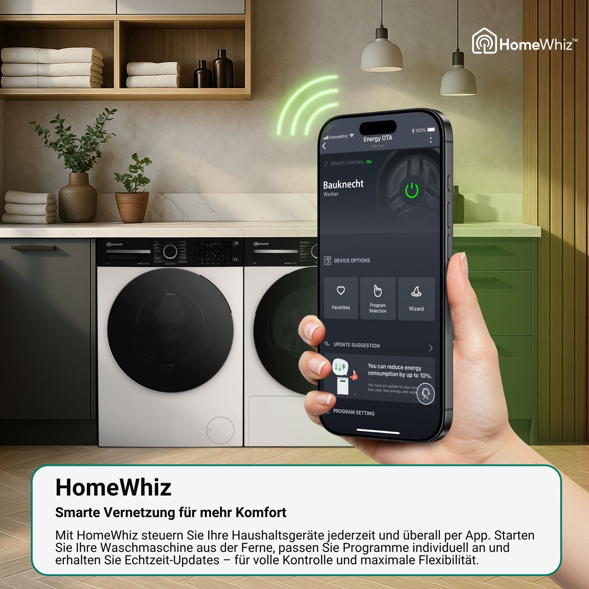 BAUKNECHT Waschmaschine »B W 8A10 BS« 8 kg 1400 U/min Adaptive Wash – Intelligente Anpassung für perfekte Waschergebnisse