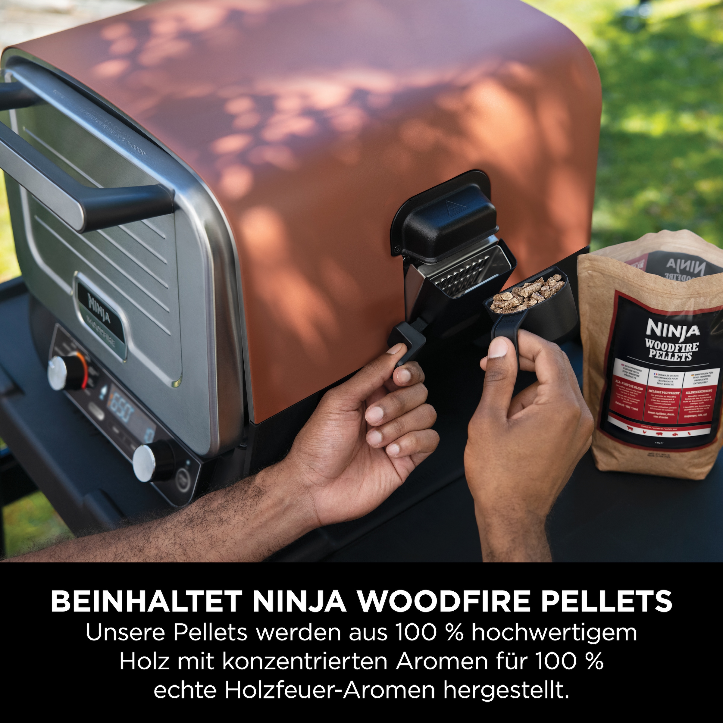 NINJA Multiofen »OO101EU, Elektrischer Outdoor Pizzaofen und Smoker, 8-in-1: Pizza«, Schmoren, Max Roast, Grillen, Backen/Rösten, Smoken, Dörren&Warmhalten