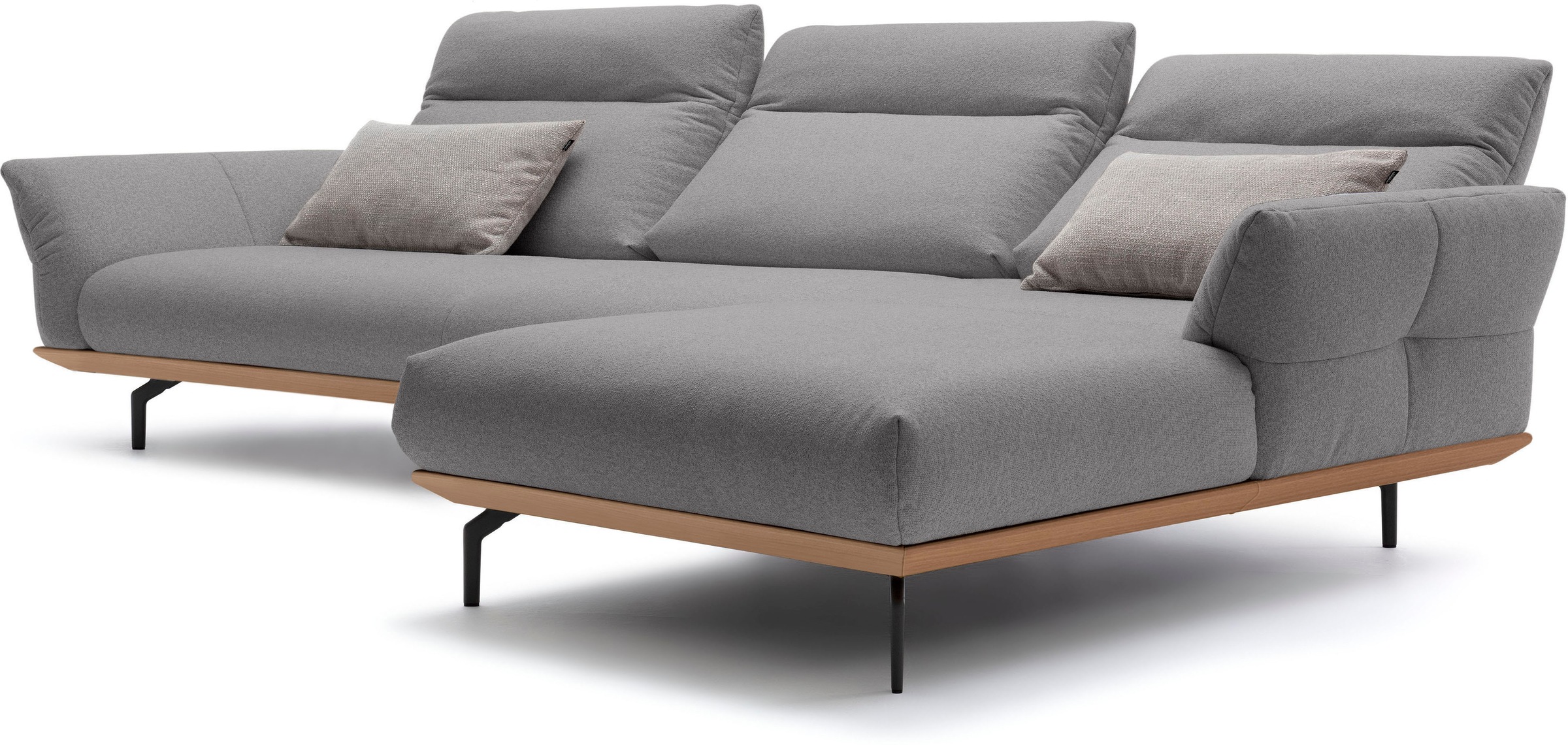 Creation BY ROLF BENZ Ecksofa »CR.460«, Sockel in Eiche, Winkelfüße in Umbragrau, Breite 338 cm