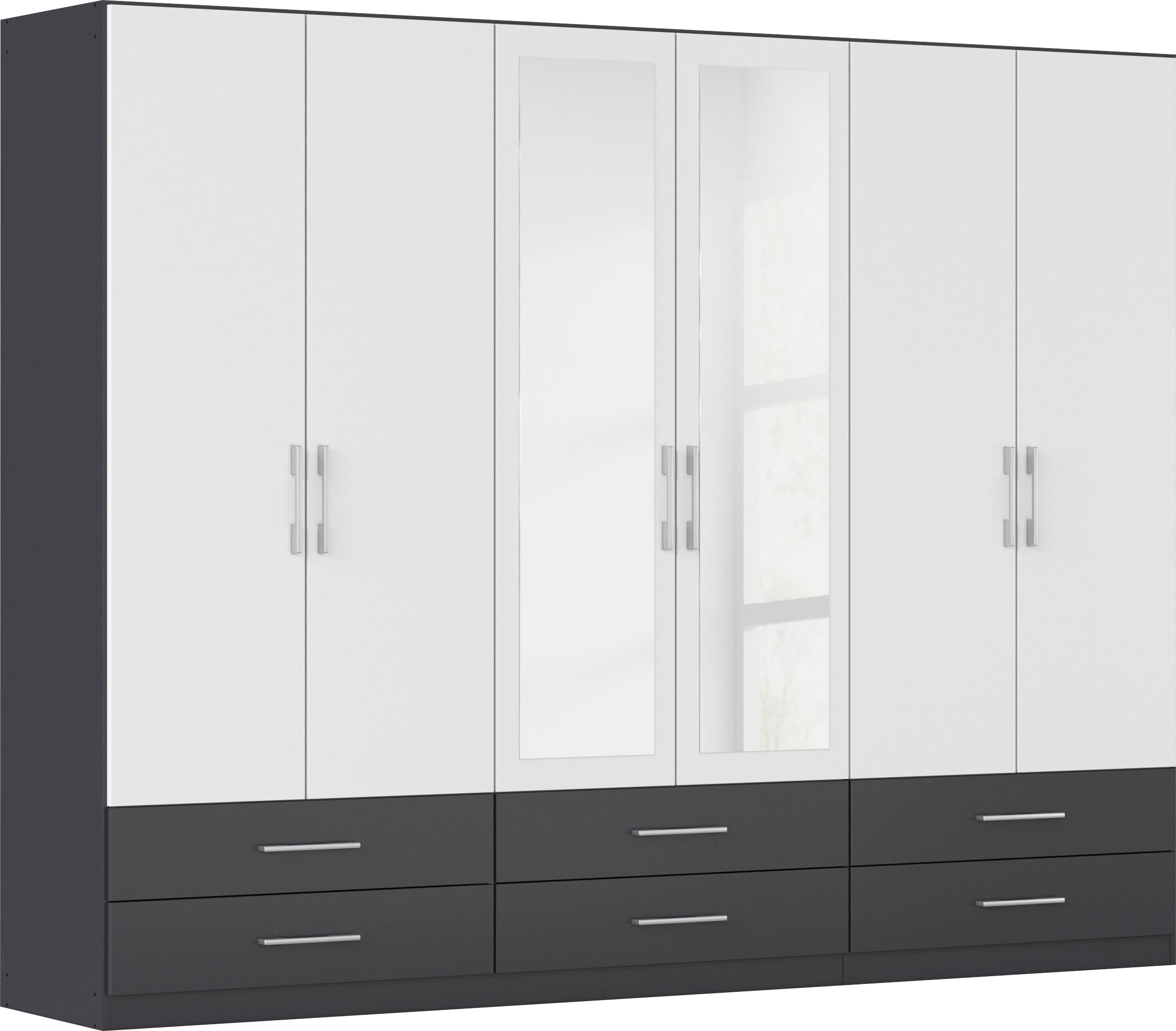rauch Kleiderschrank "Schrank Garderobenschrank Mehrzweckschrank Schlafzimmer HERSBRUCK" 3 verschiedene Ausstattungen BASIC/CLASSIC/PREMIUM (inkl. SOFT-CLOSE), mit großzügigen Schubladen sowie Spiegeltüren MADE IN GERMANY
