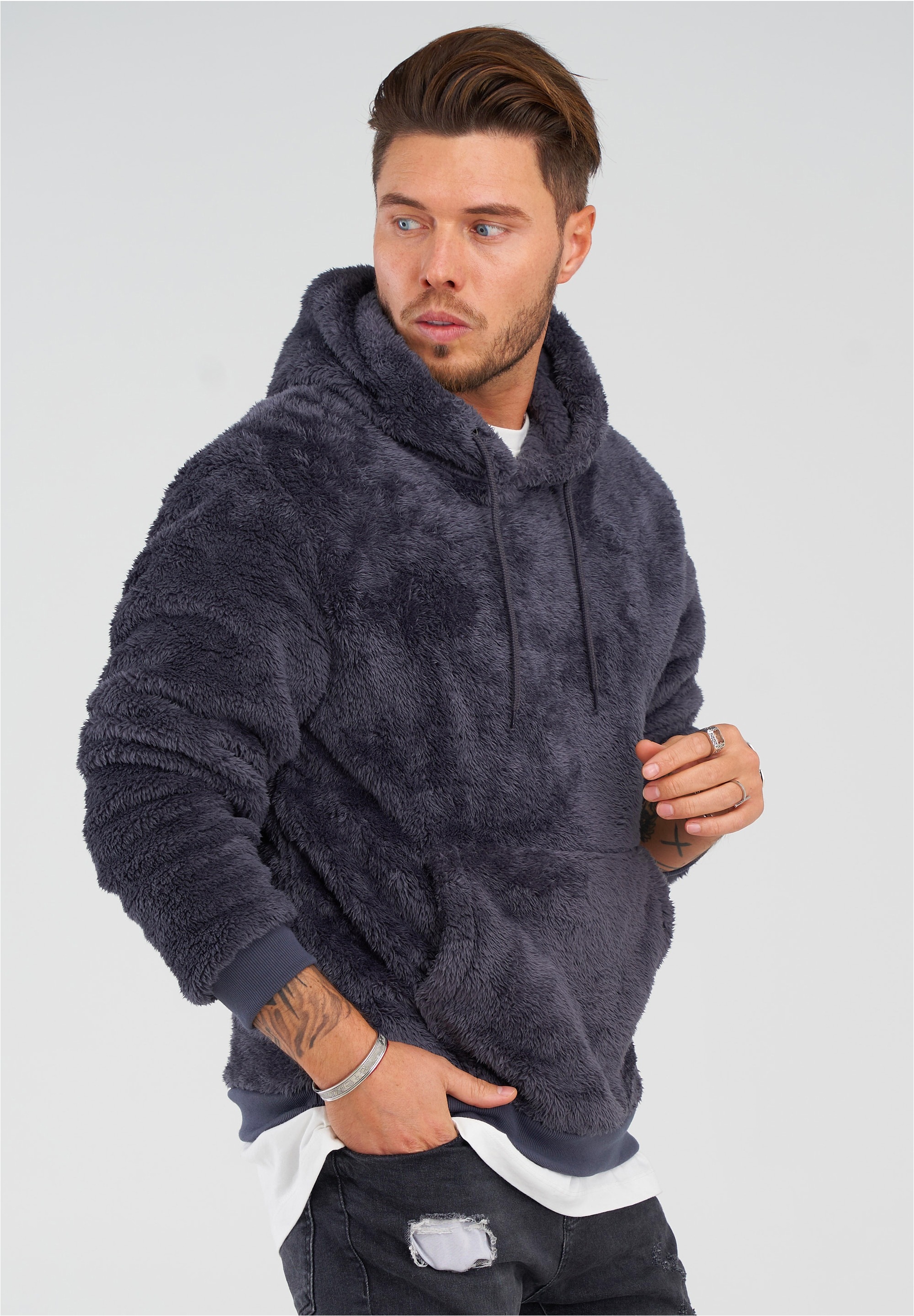 behype Kapuzensweatshirt »HOOD«, aus weichem Teddyfleece