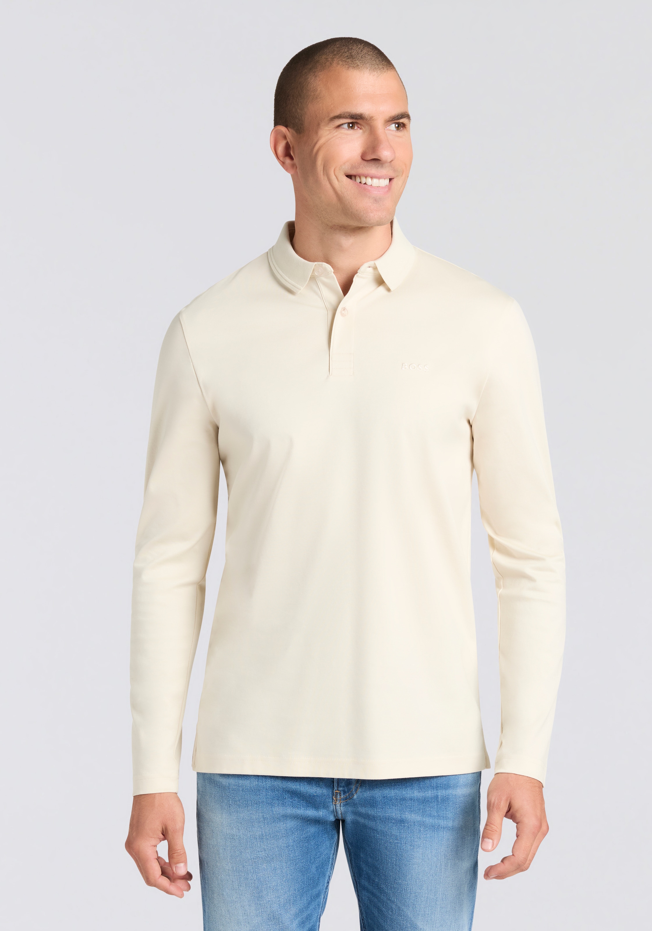 BOSS GREEN Langarm-Poloshirt "Pirol", Langarm, regular fit, Logo-Stickerei günstig online kaufen