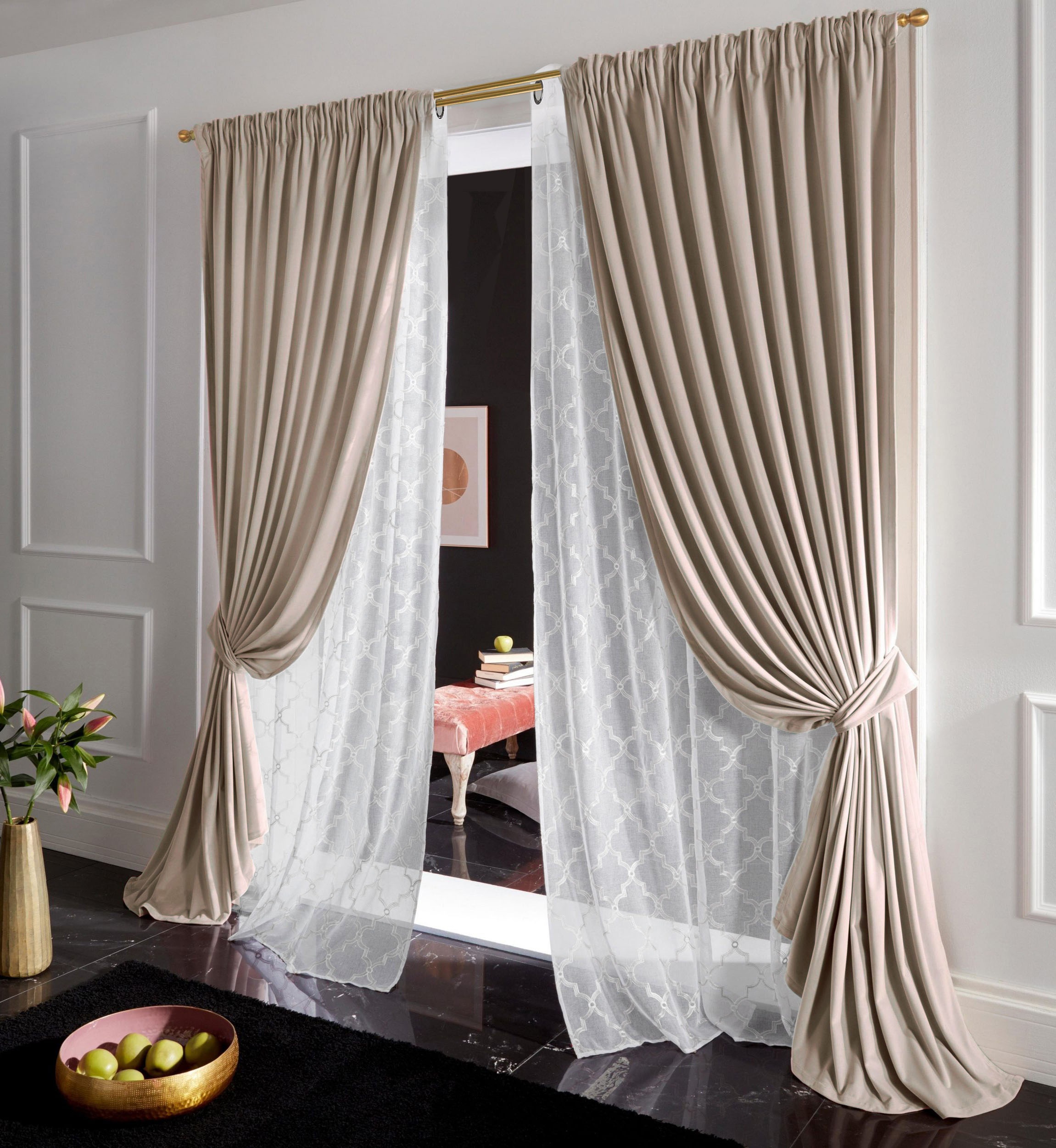 Black Friday Leonique Gardine »Maroc«, (1 St.), halbtransparent ...