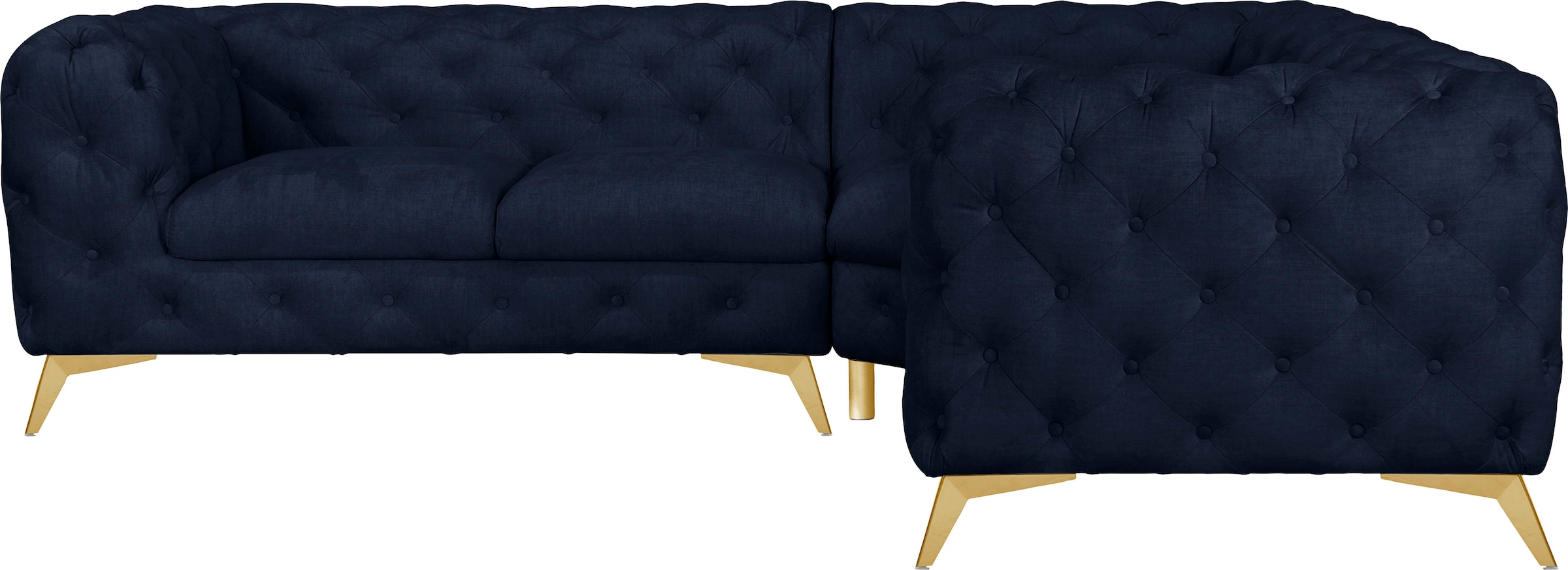Leonique Chesterfield-Sofa "Ecksofa GLYNIS L-Form mit Wellenunterfederung, günstig online kaufen