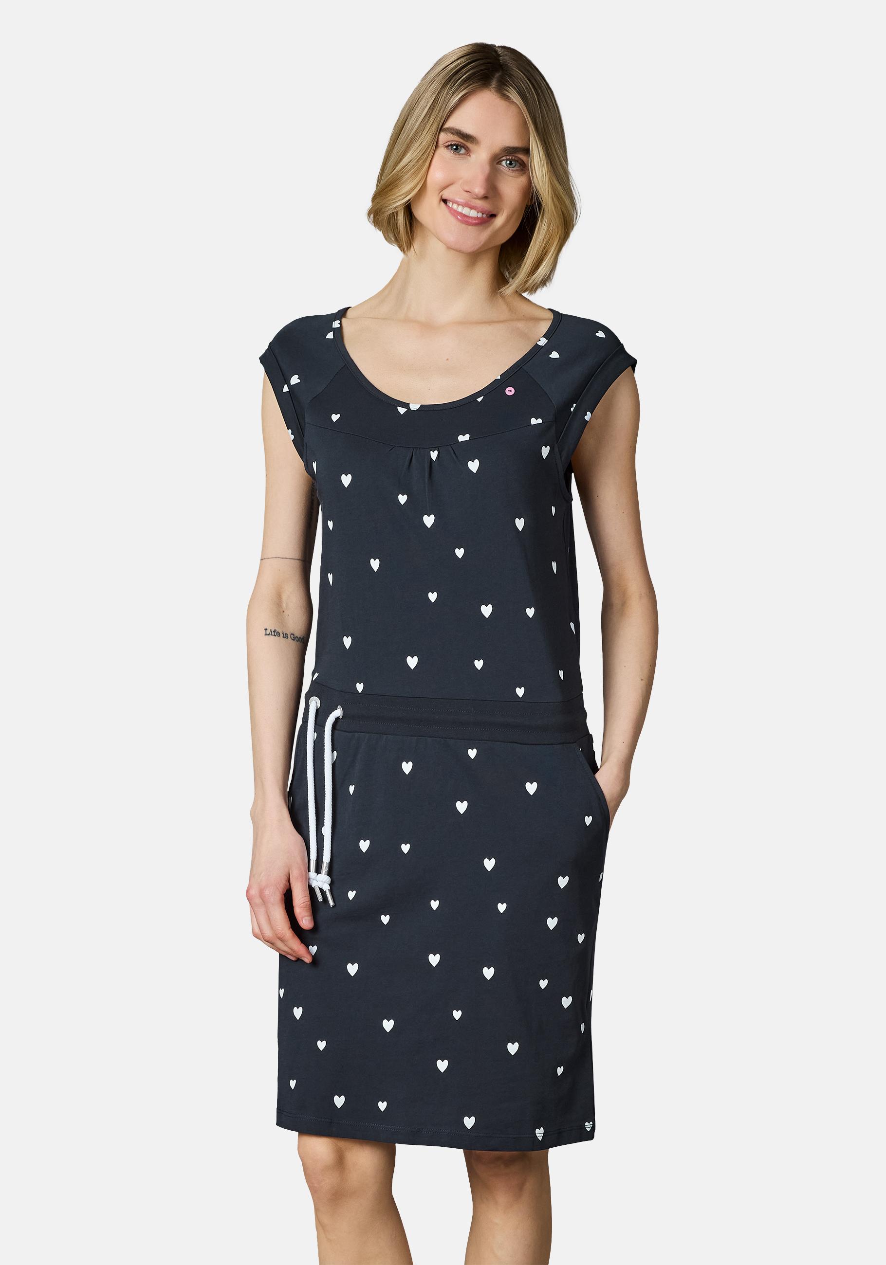Ragwear Sommerkleid "Penelope Hearts YOUMODO" Außentaschen Eingrifftaschen leichtes Baumwoll Kleid mit verspieltem Print