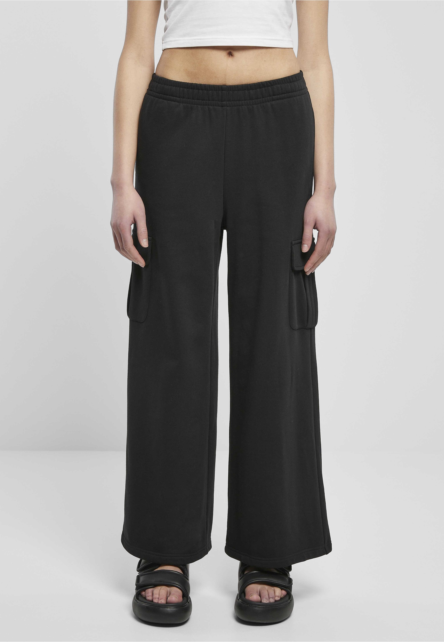URBAN CLASSICS Cargohose »Urban Classics Damen Ladies Highwaist Wide Leg Cargo Terry Pants«