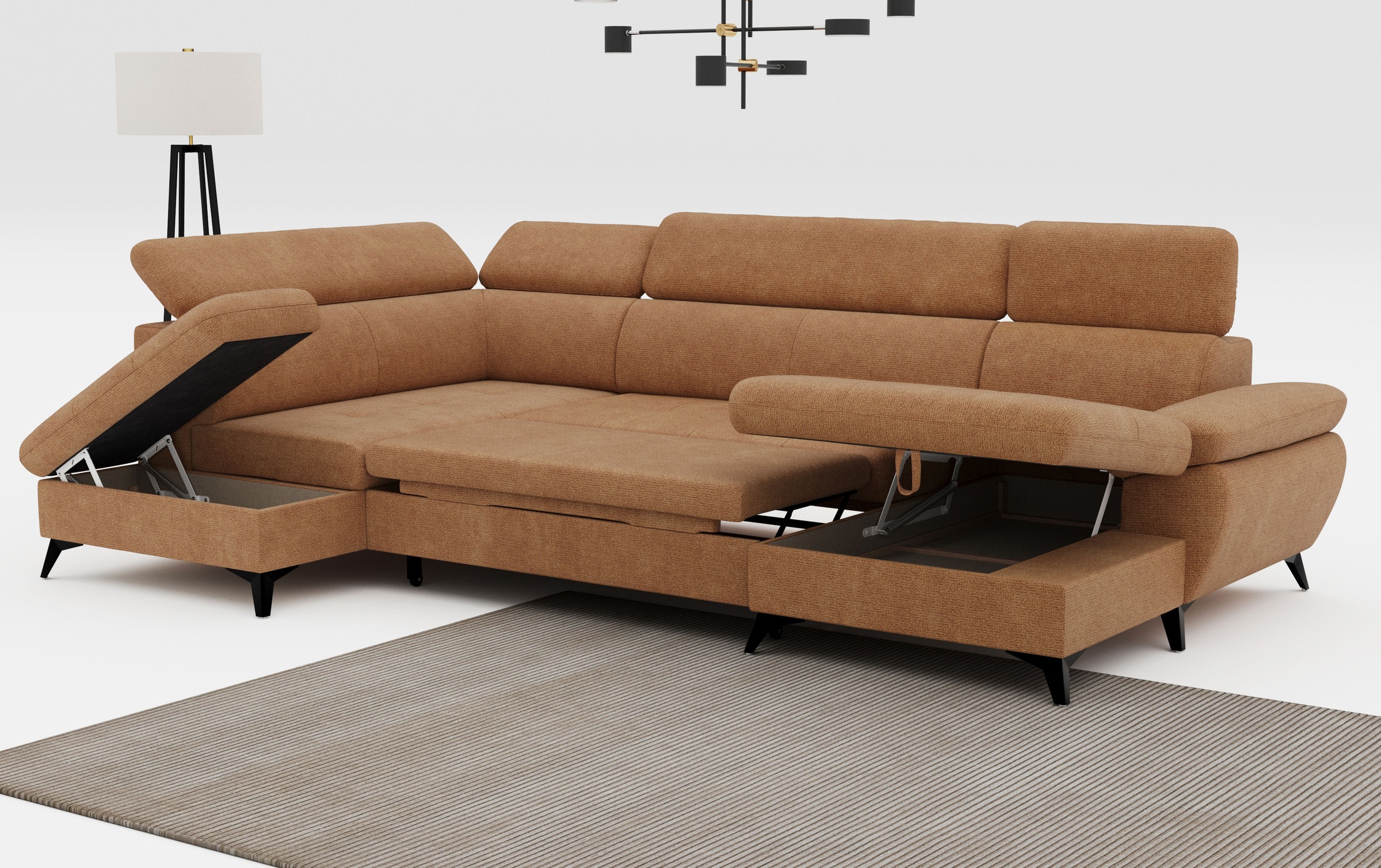 COTTA Wohnlandschaft »Hudson U-Form«, mit Kopfteilverstellung, wahlweise mit Bettfunktion & Bettkasten