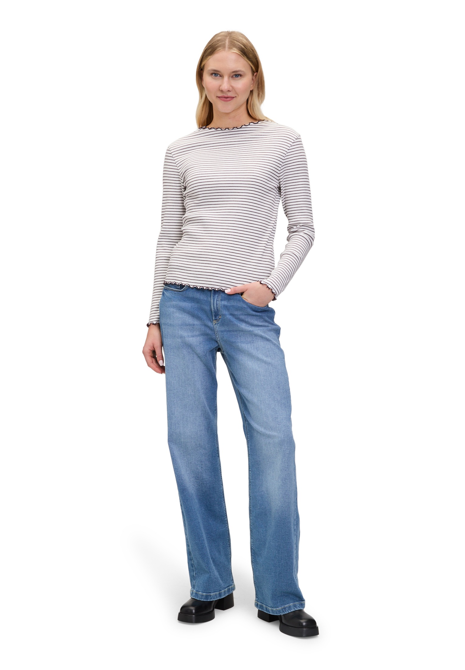 Thumbnail - Cartoon Kurzarmshirt "Damen Langarm-Shirt mit Kragen" 1 Stk. tlg.