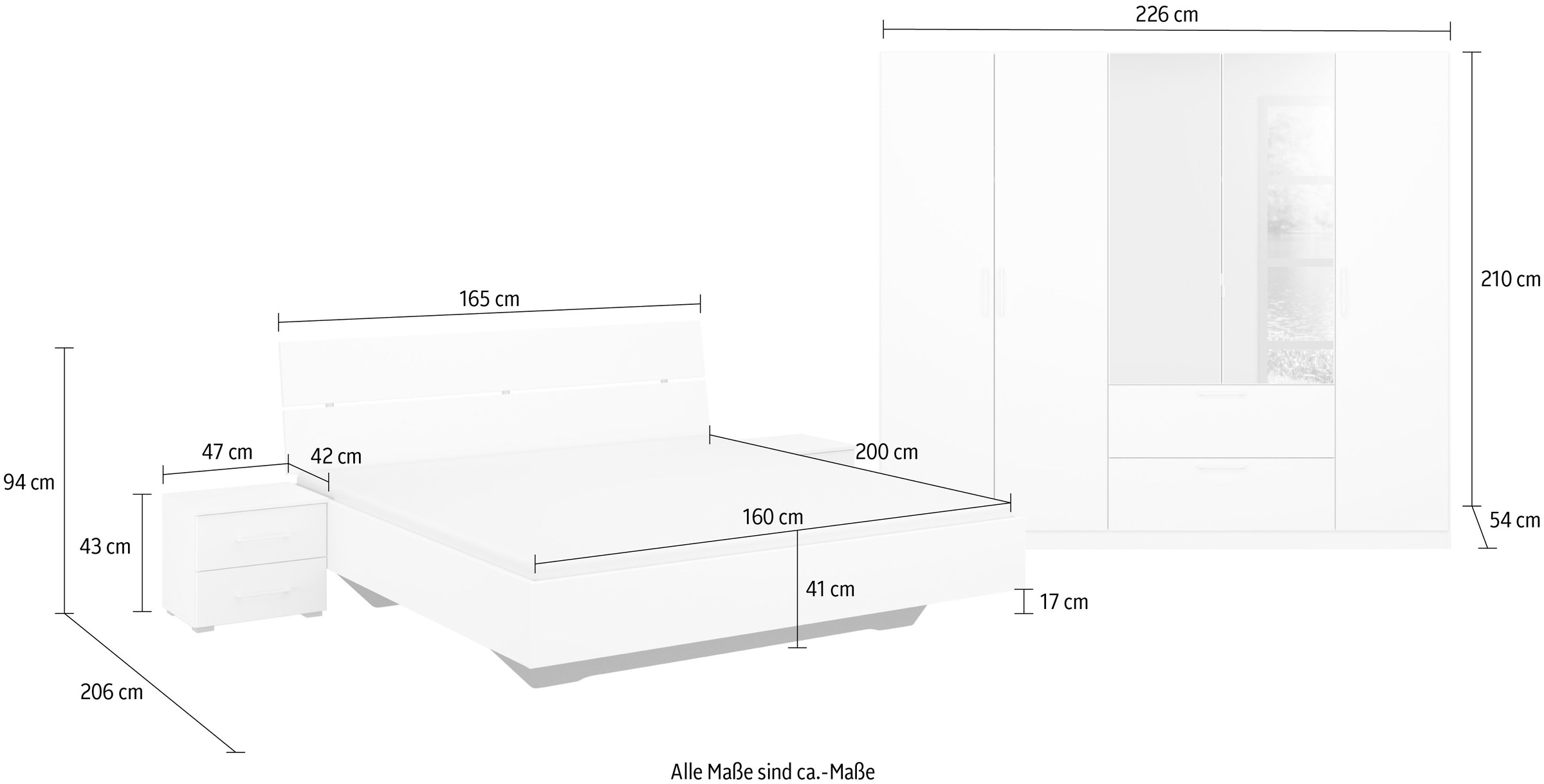 INOSIGN BY RAUCH Schlafzimmer-Set »Komplettschlafzimmer Schlafzimmer Challenger (Set 4-teilig)«, Schrank 2 Breiten, Bett 3 Breiten, 2 Nachttische MADE IN GERMANY