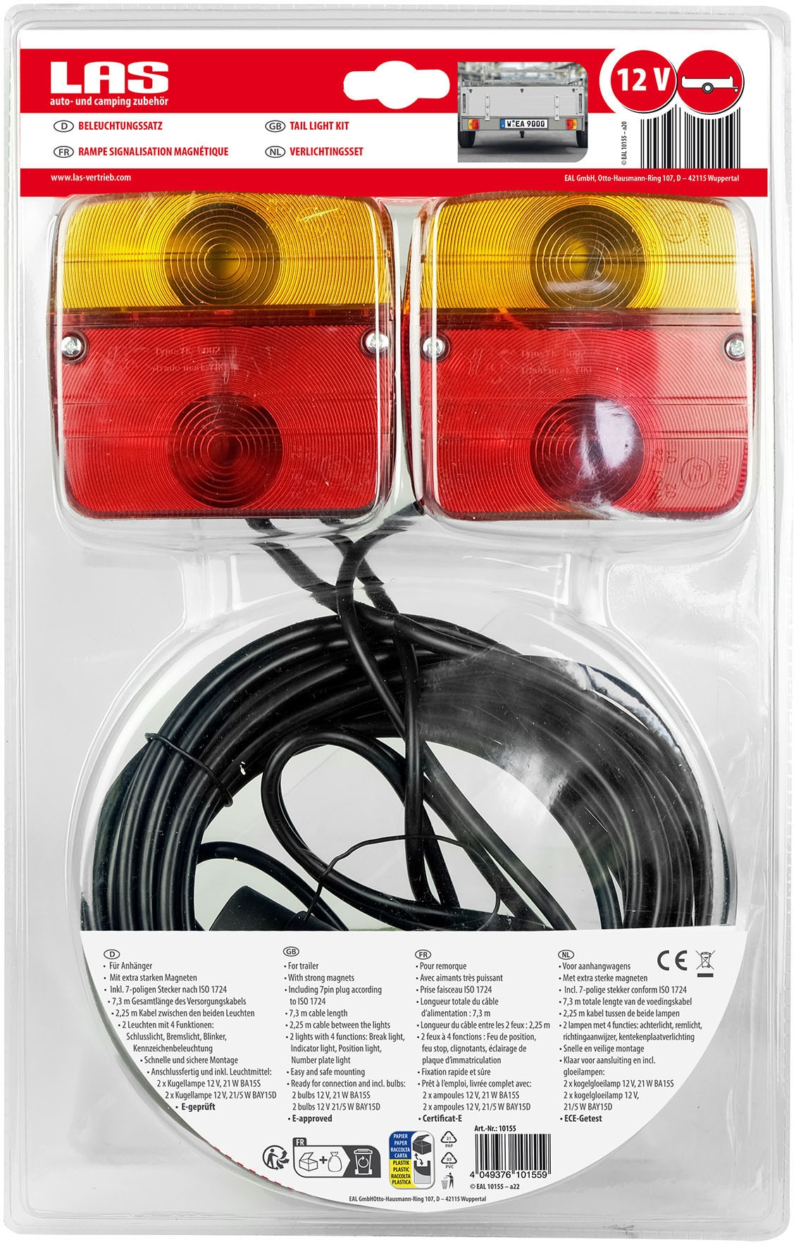 LAS Anhänger-Rückleuchte »Beleuchtungssatz mit Magneten« 1 Stk.