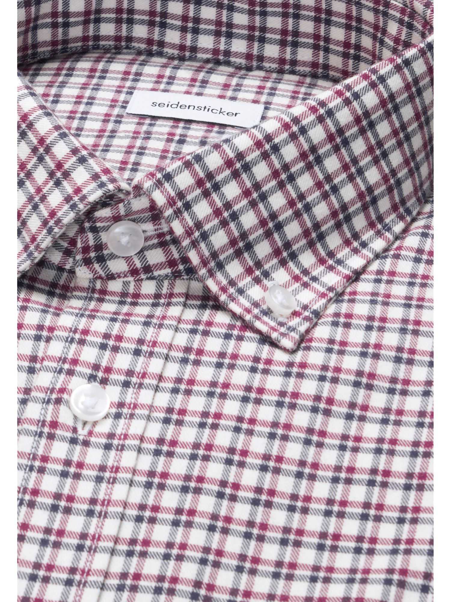 seidensticker Flanellhemd »Schwarze Rose« Regular 1/1 Button-Down-Kragen Karo
