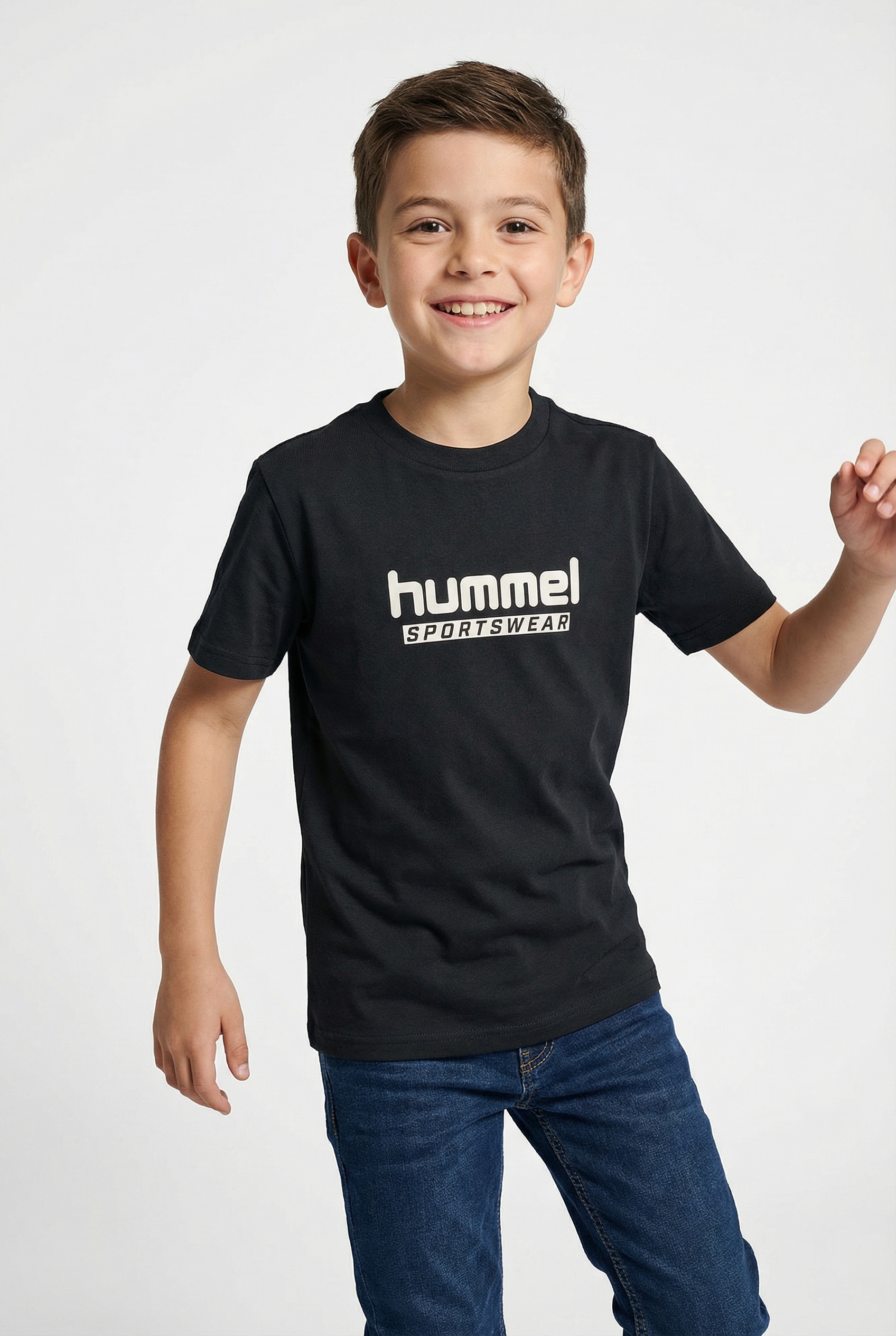 hummel T-Shirt mit geradem Abschluss, aus Baumwolle, normale Länge