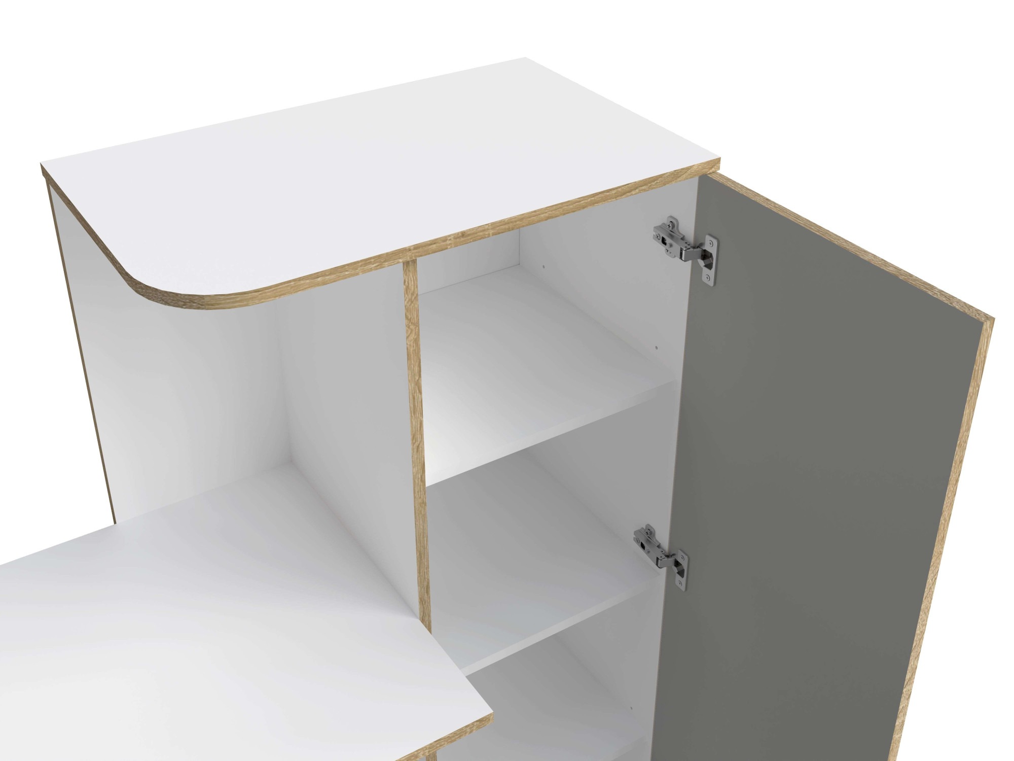 Home affaire Schreibtisch »ELLETE Computertisch mit viel Stauraum, Maße B/T/H: 160/53,3/128,7 cm«, Bürotisch mit 1 Tür und mehreren Regalfächern