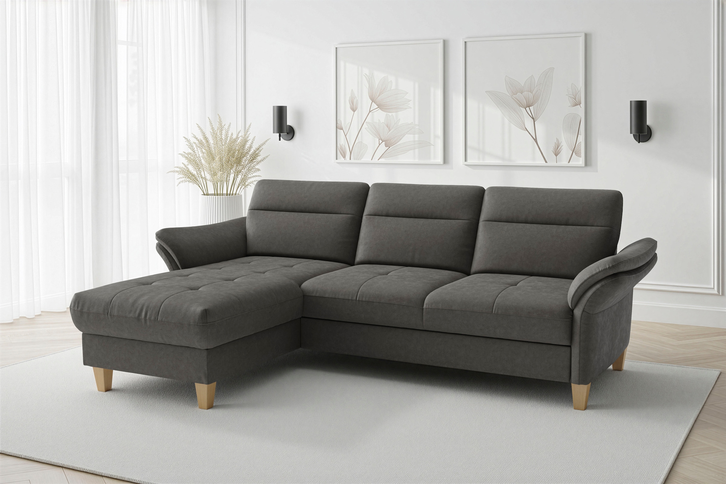 sit&more Ecksofa "Pamela L-Form, B: 230 cm, optional Schlaffunktion & Bettkasten" mit Federkern