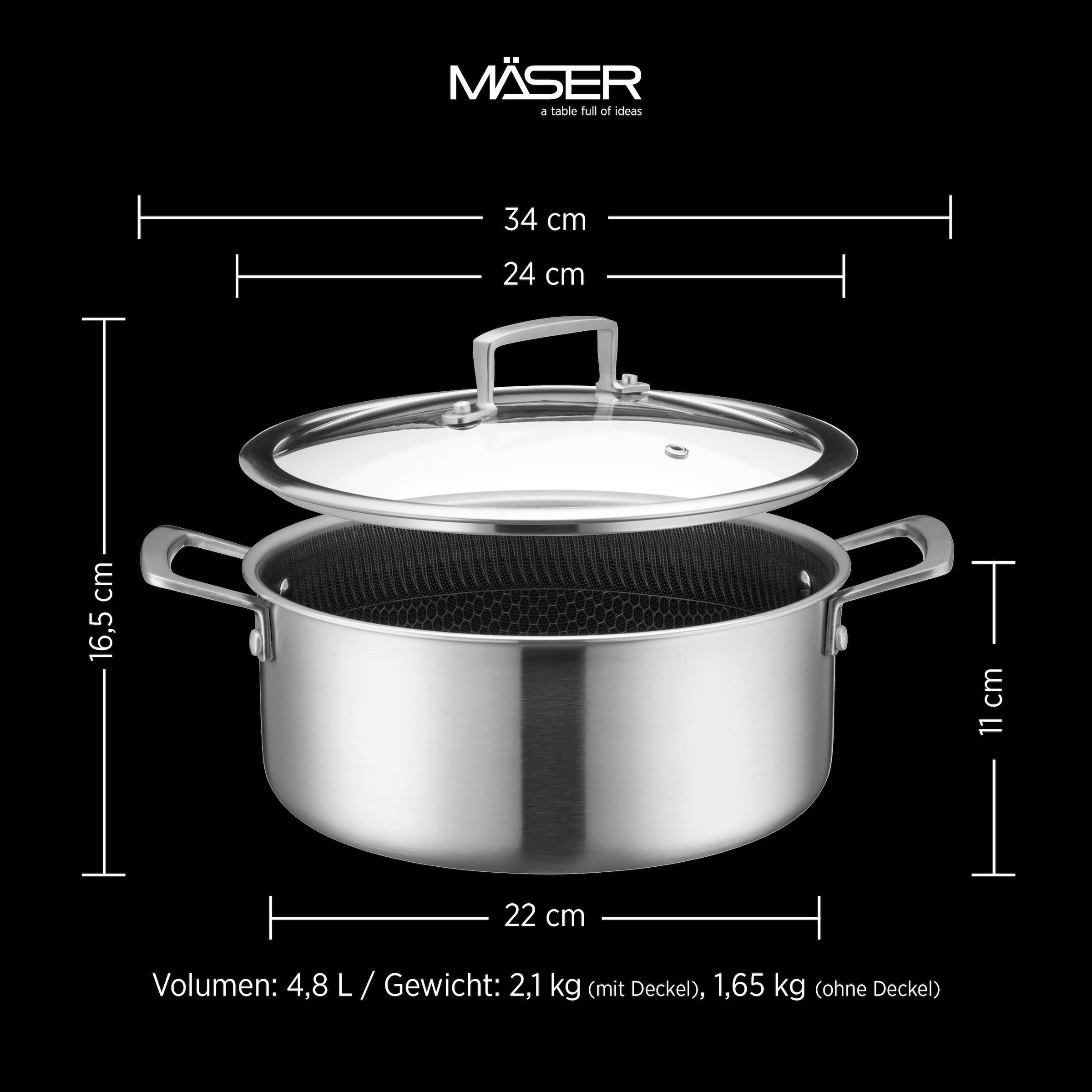 MÄSER Kochtopf »Hestia Keramik« Set, 2 tlg. Edelstahl 18/10