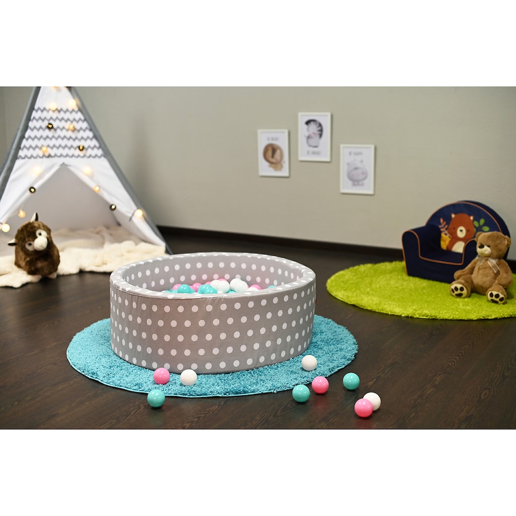 Knorrtoys® Bällebad »Soft, Grey White Dots«, mit 300 Bällen rose/creme/lightBlue; Made in Germany