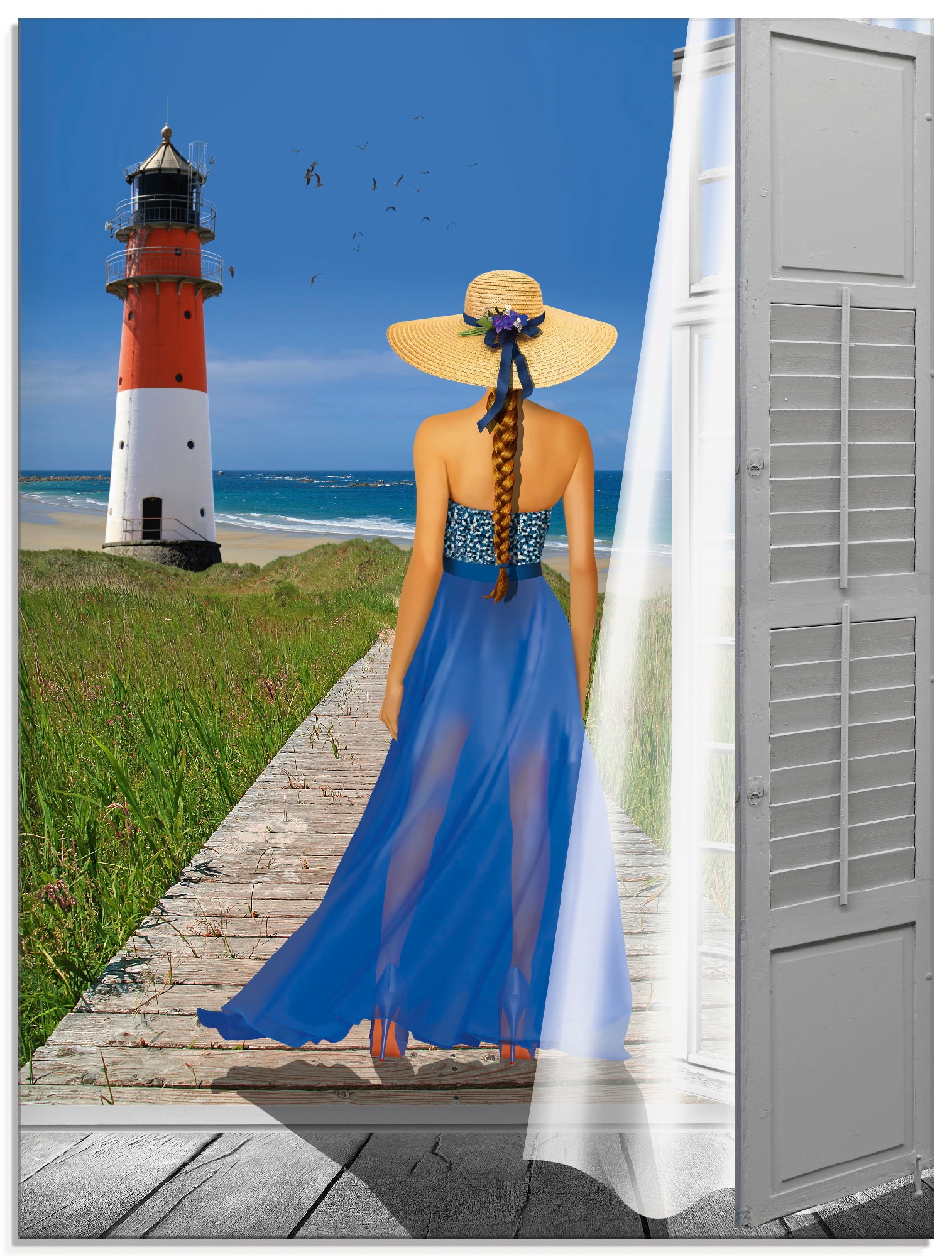 Artland Glasbild "Urlaub am Meer" Frau 1 Stk. tlg. in verschiedenen Größen