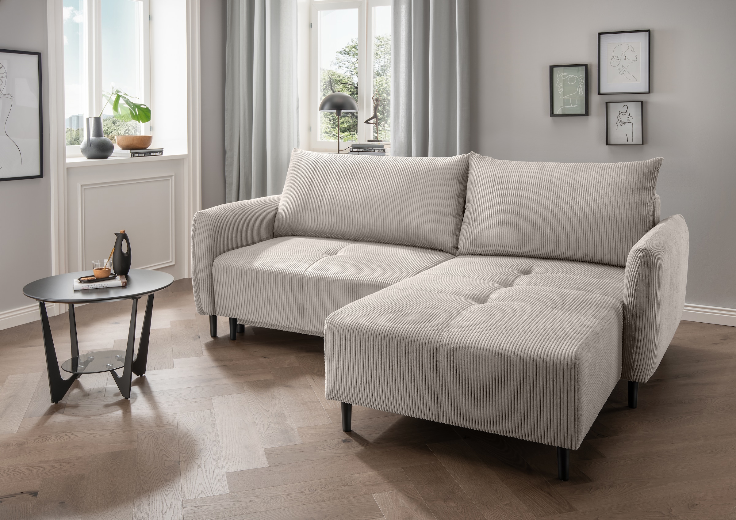 Home affaire Ecksofa "Mara, L-Form, aktueller Cord Bezug und tolle Farben, günstig online kaufen