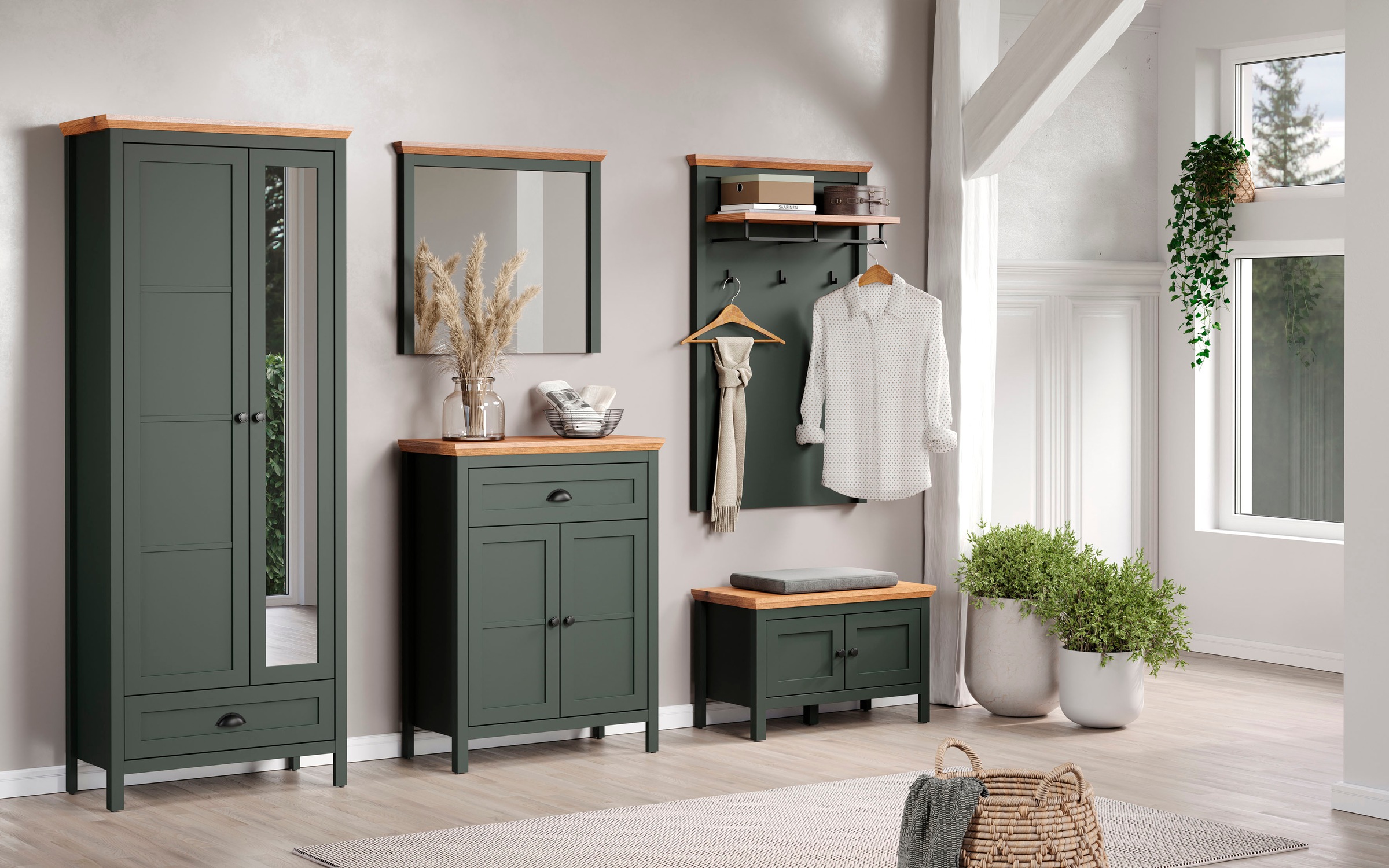 Home affaire Garderobenschrank »Vienna« 1 Stk. tlg. Garderobenschrank, 2 Türen, 1 Schubkasten & Vollauszug 77/39/198 cm