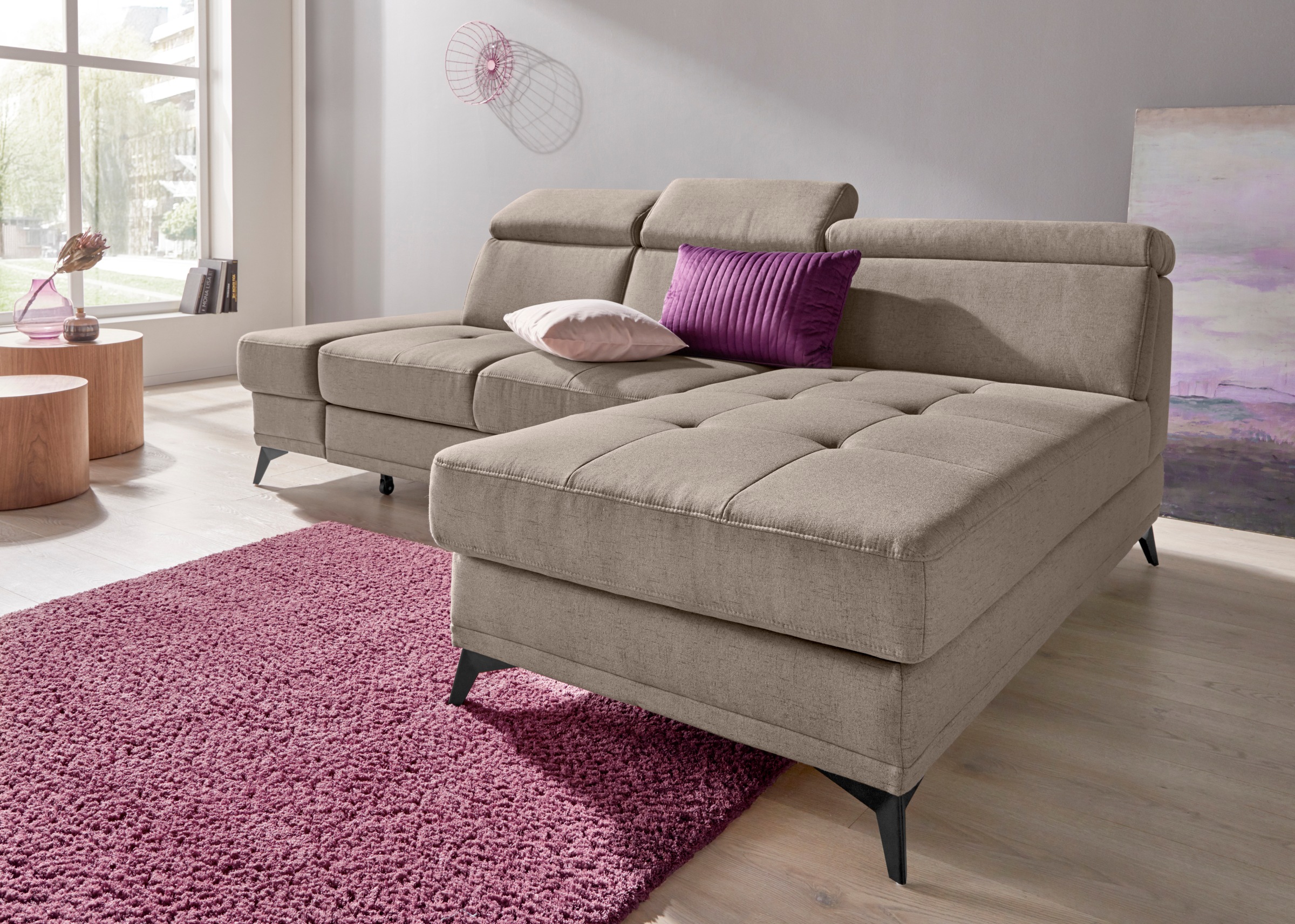 Home affaire Ecksofa "Cardiz L-Form" inkl.Kopfteilverstellung und Federkern günstig online kaufen